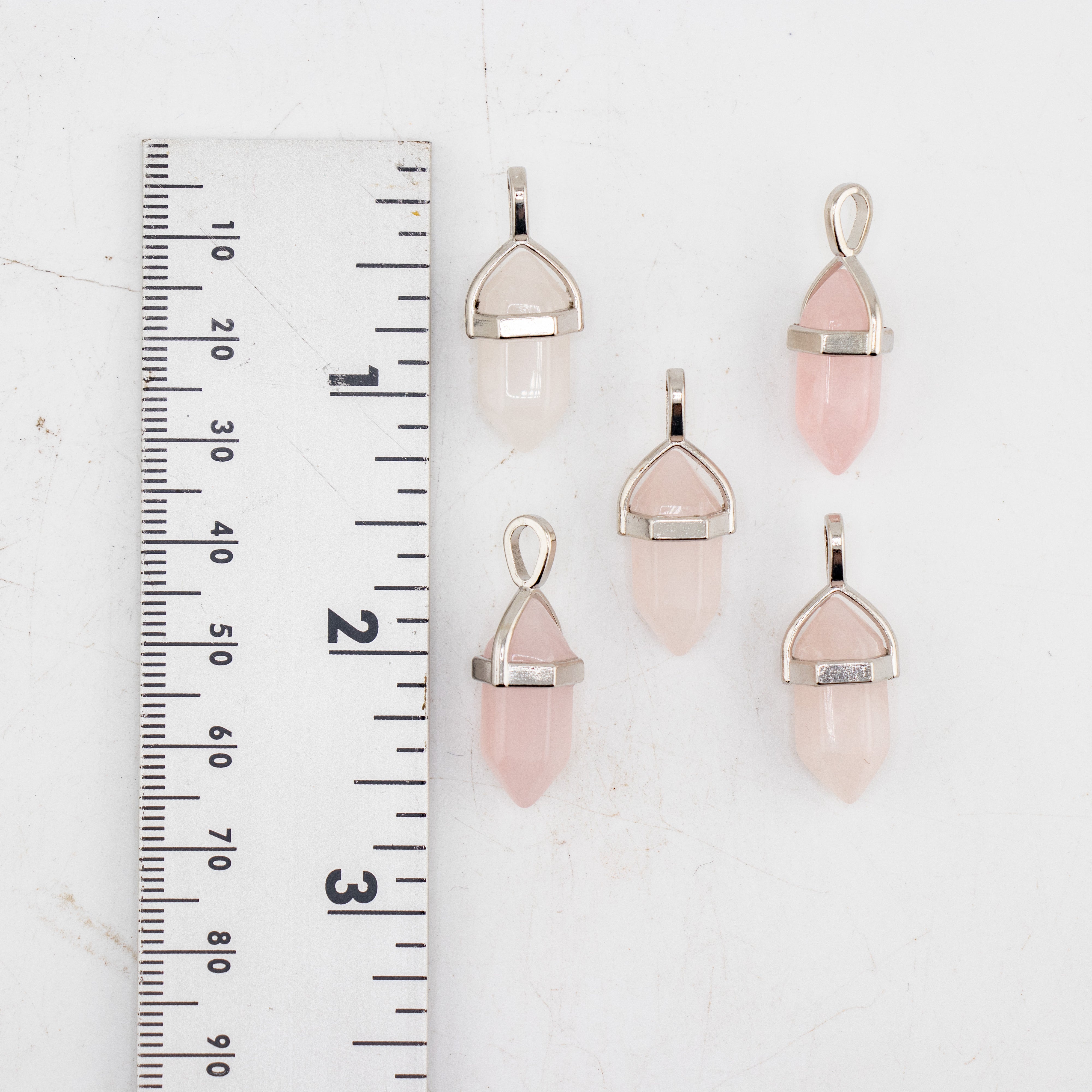Mini Rose Quartz Point Pendant, 5 Pieces in a Pack