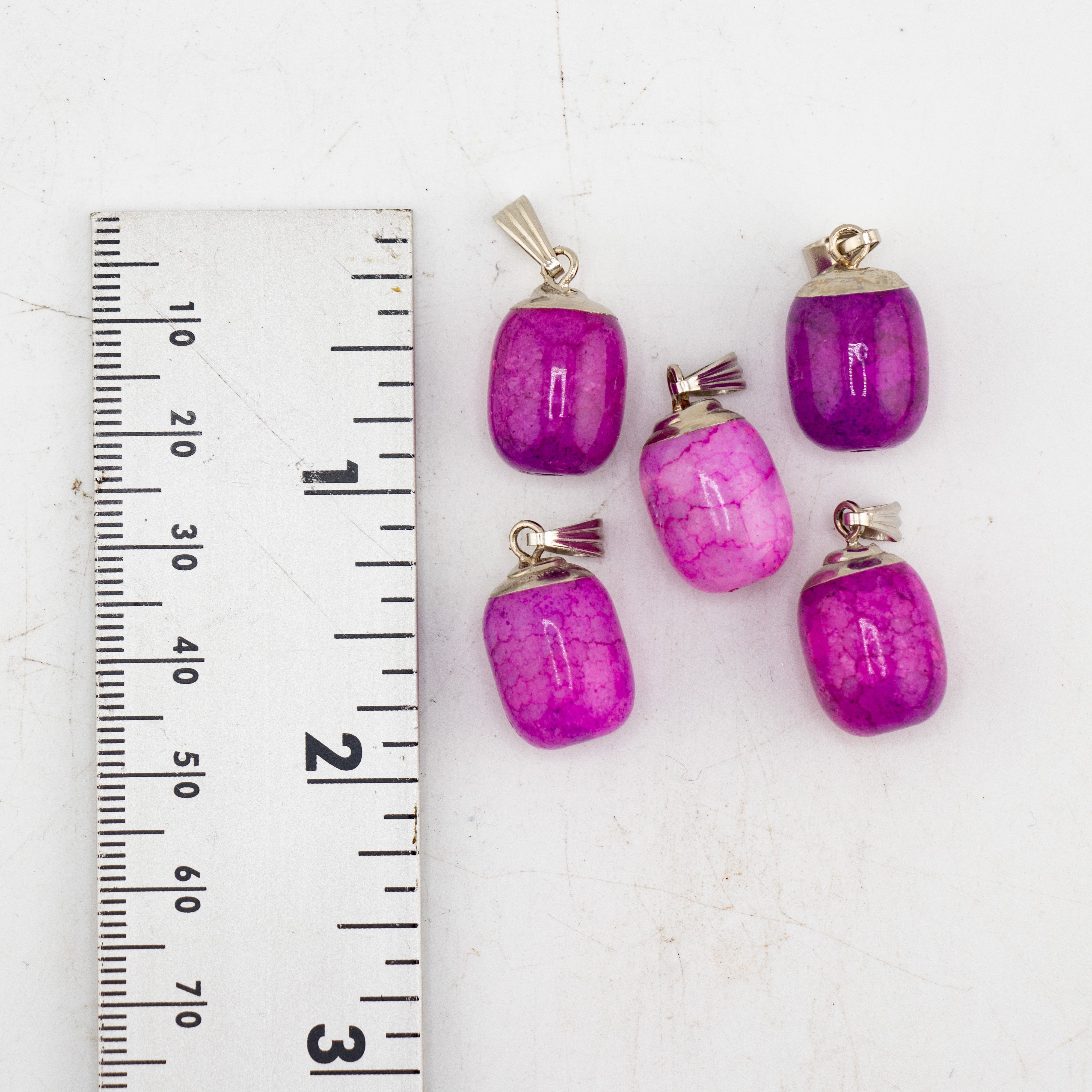Dyed Dragon Veins Agate Shaped Pendants, 0.50" x 0.90" Inch, 5 Pieces in a Pack, #033
