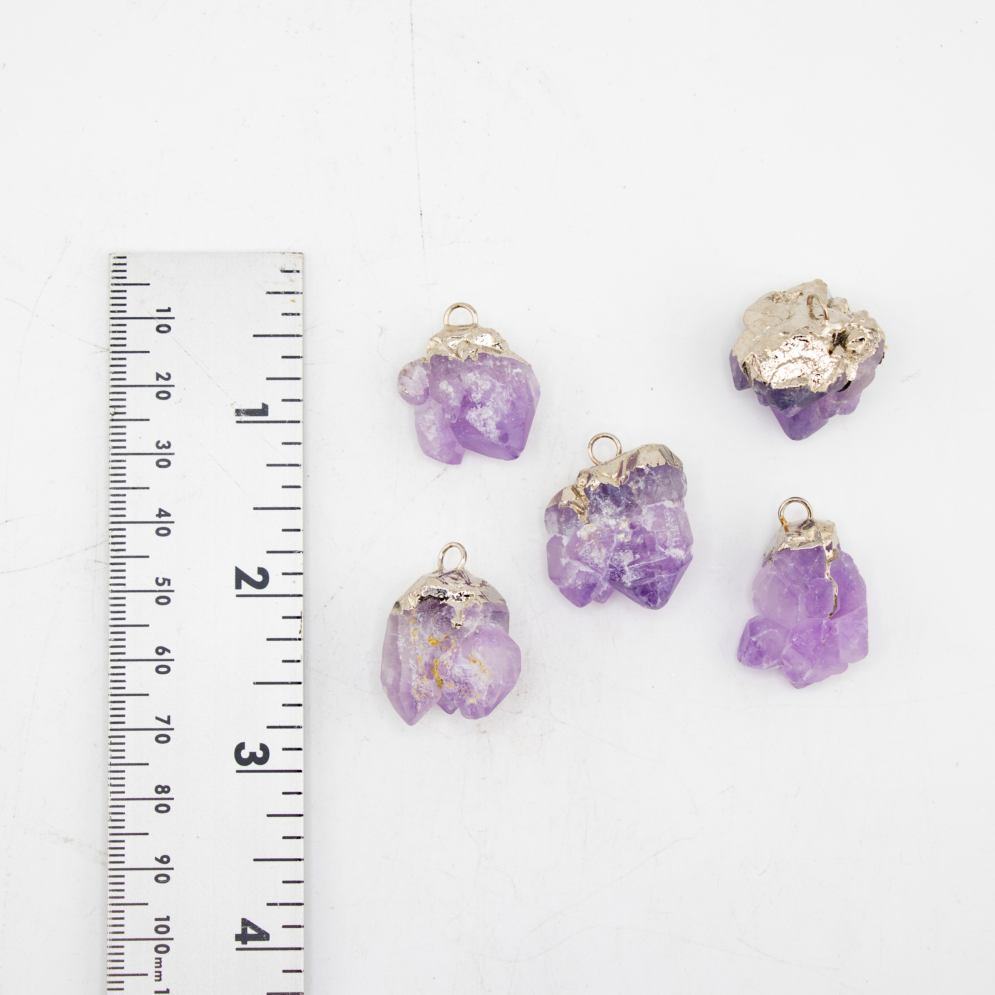 Amethyst Raw Pendants, 5 Pieces in a Pack