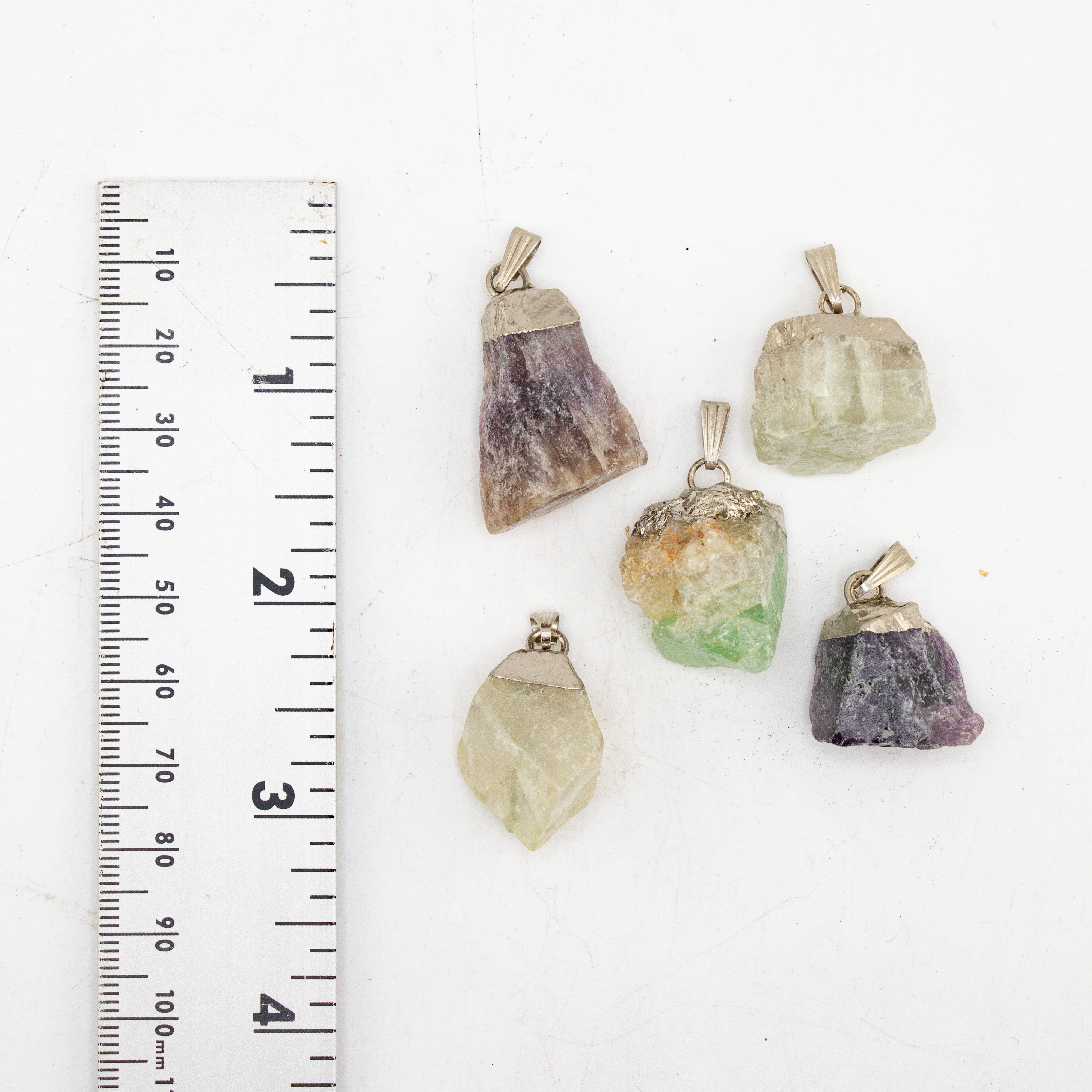 Fluorite Raw Pendants, 5 Pieces in a Pack