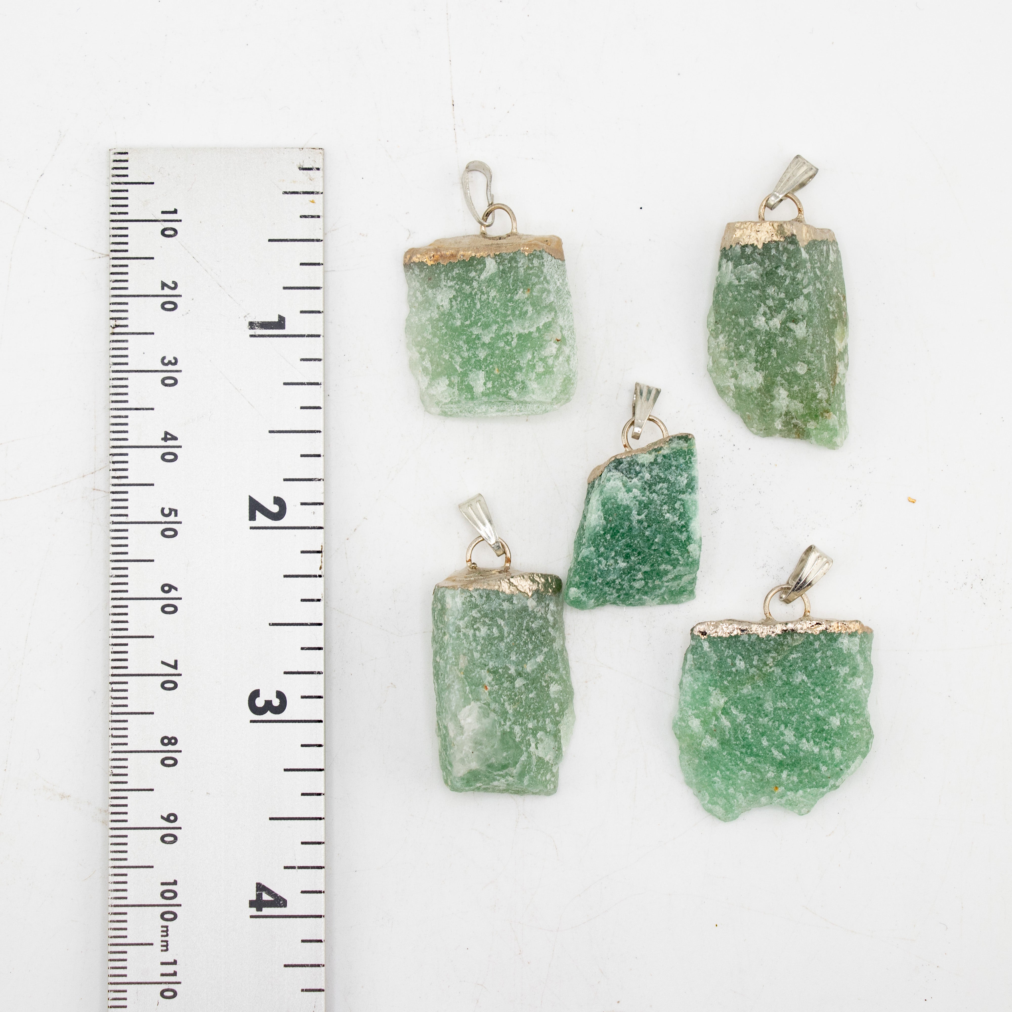 Green Aventurine Raw Pendants, 5 Pieces in a Pack
