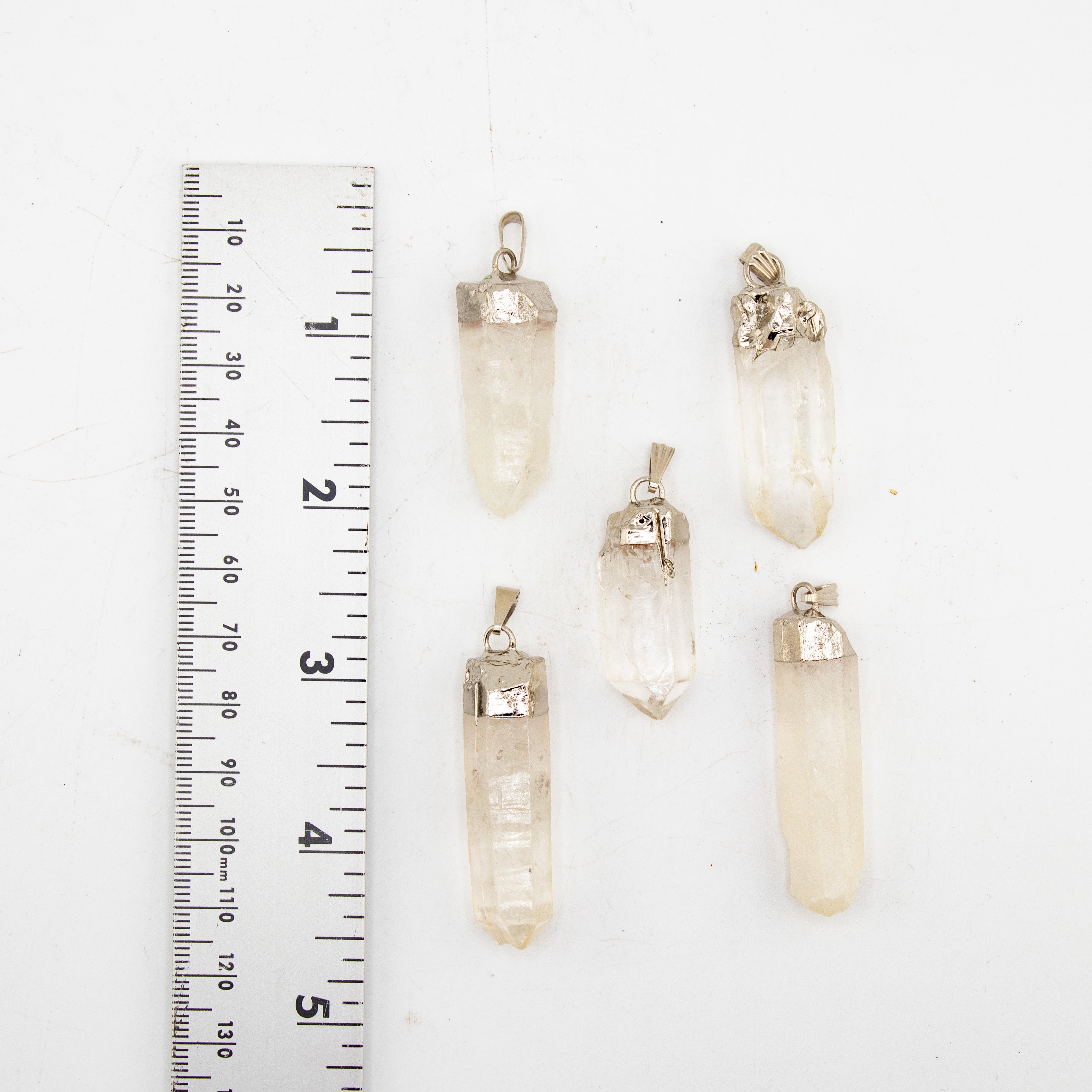 Lemurian Quartz Raw Pendants, 5 Pieces in a Pack