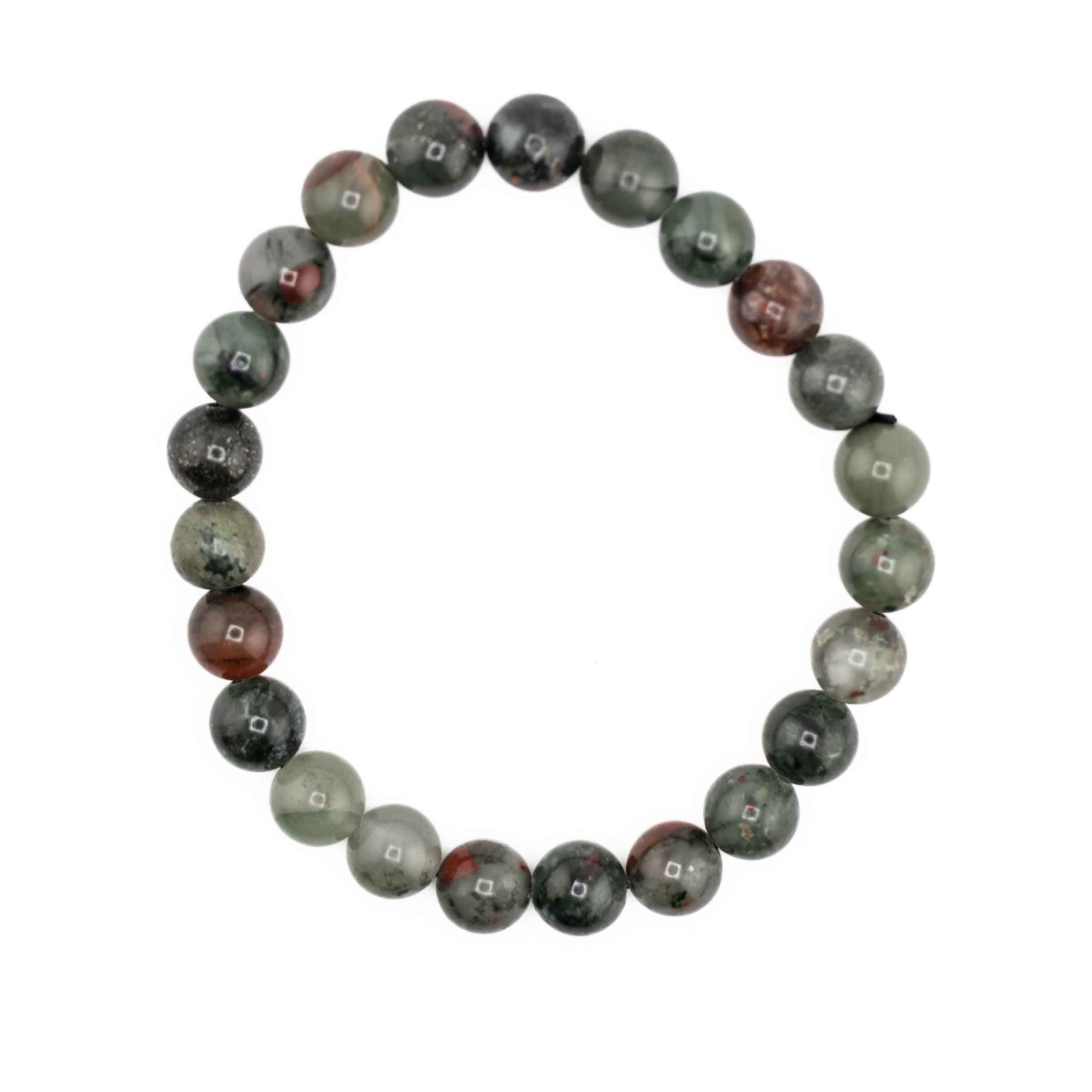 Blood Stone, Metal Free Bracelet, 8mm, 5 Pieces in a Pack