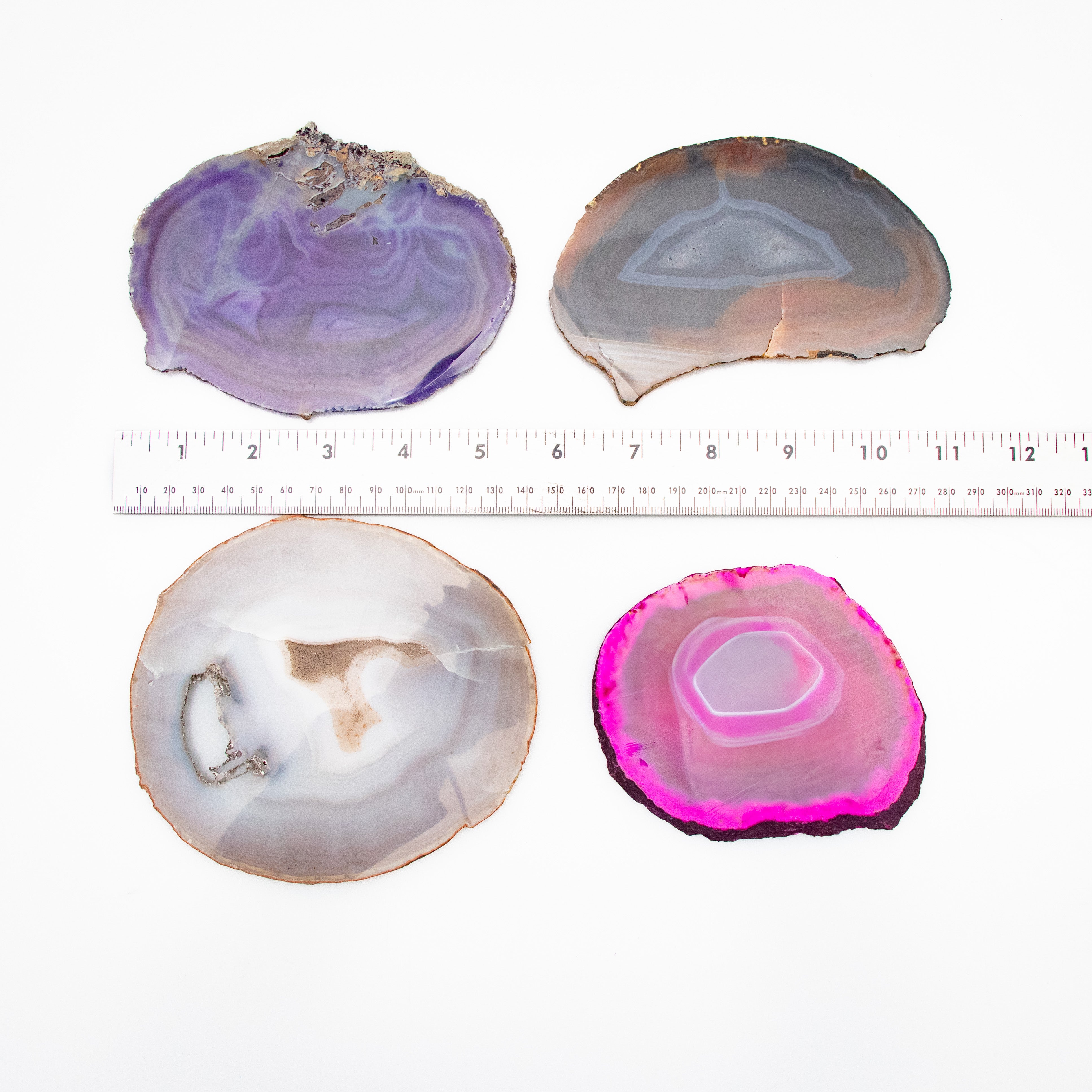 Natural Agate Slice Large, Assorted Color Mix, 10 Pieces in a Pack