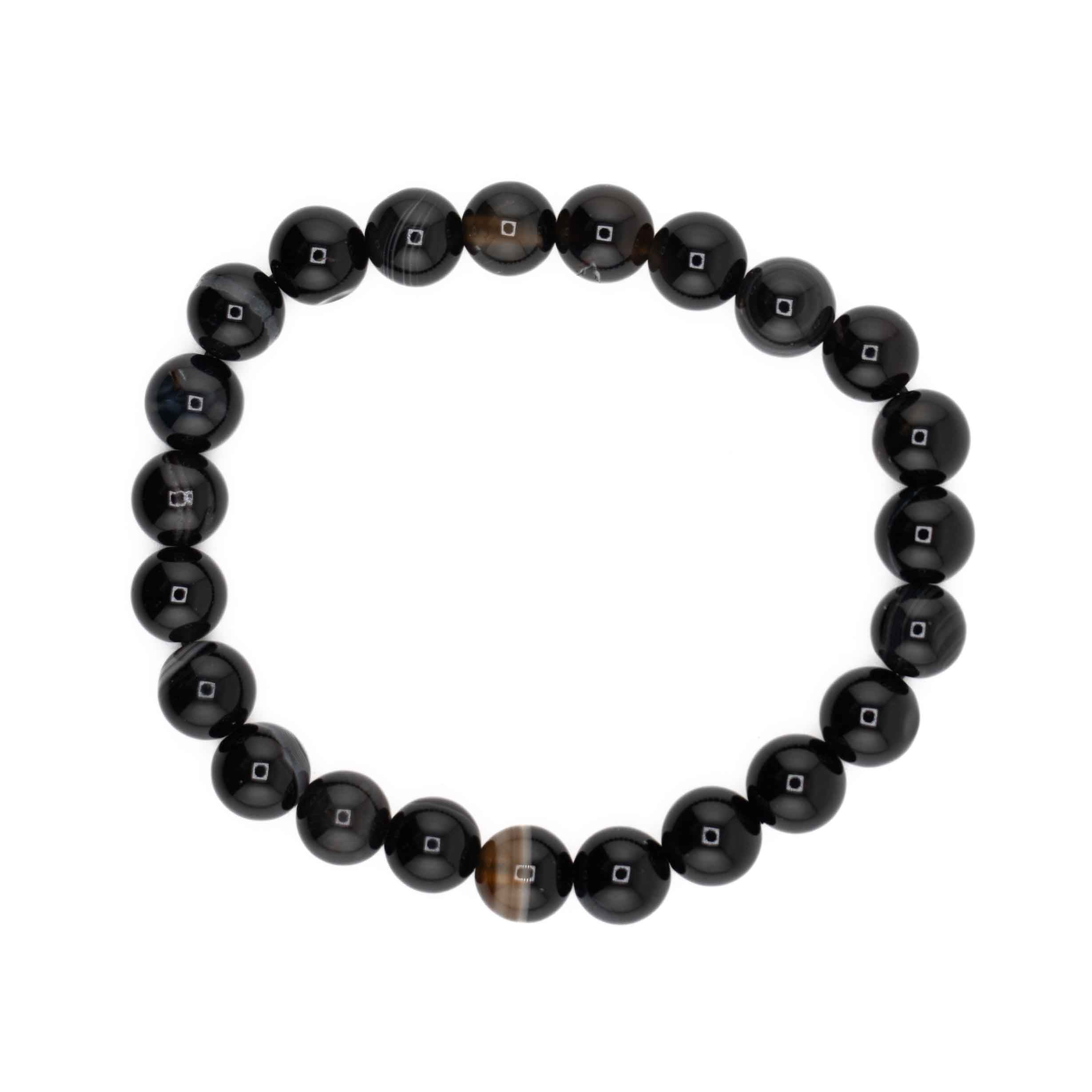 Agate (Black Lace), Metal Free Bracelet, 8mm, 5 Pieces in a Pack