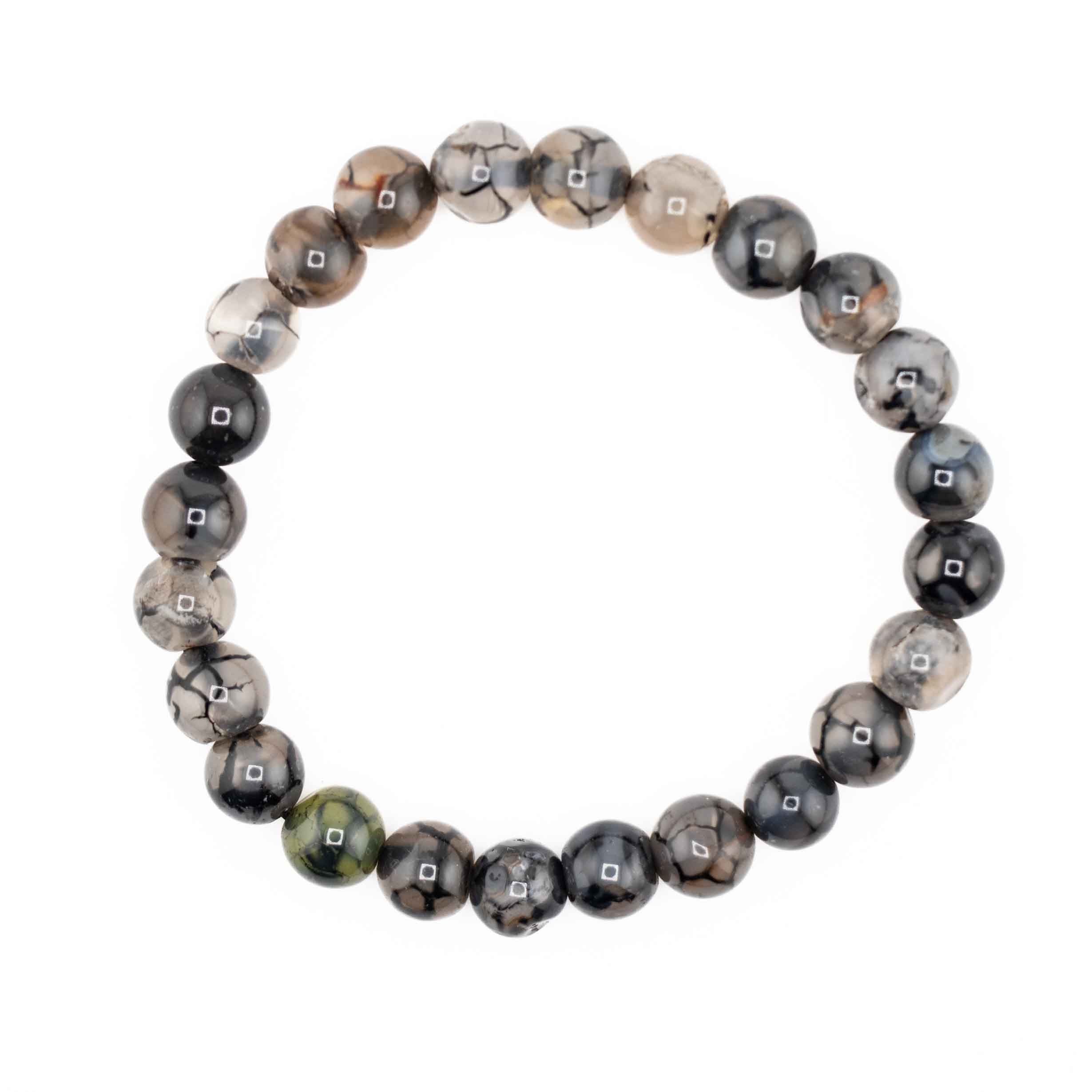 Agate (Dragon Veins), Metal Free Bracelet, 8mm, 5 Pieces in a Pack