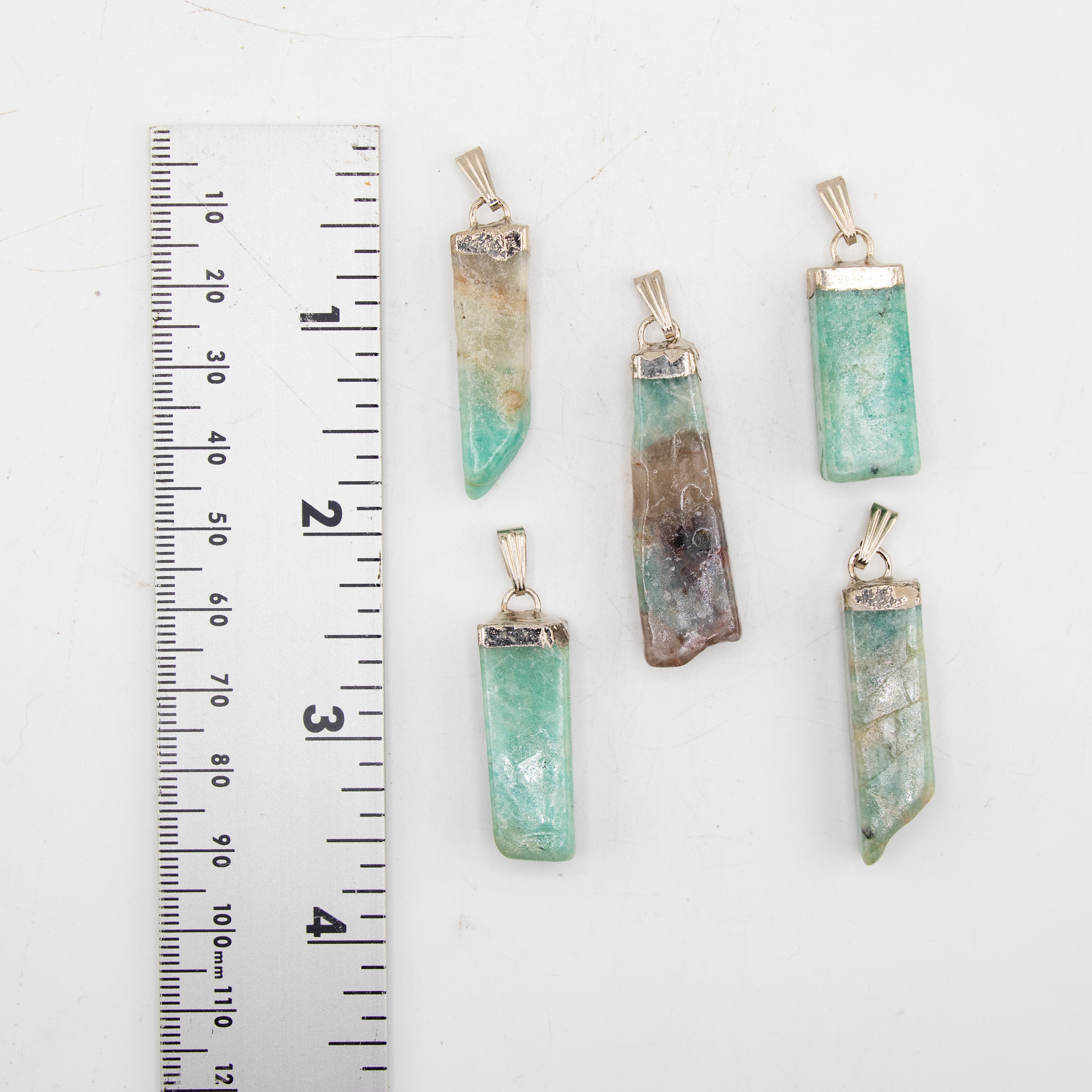 Amazonite Slab Stick Pendants, 5 Pieces in a Pack