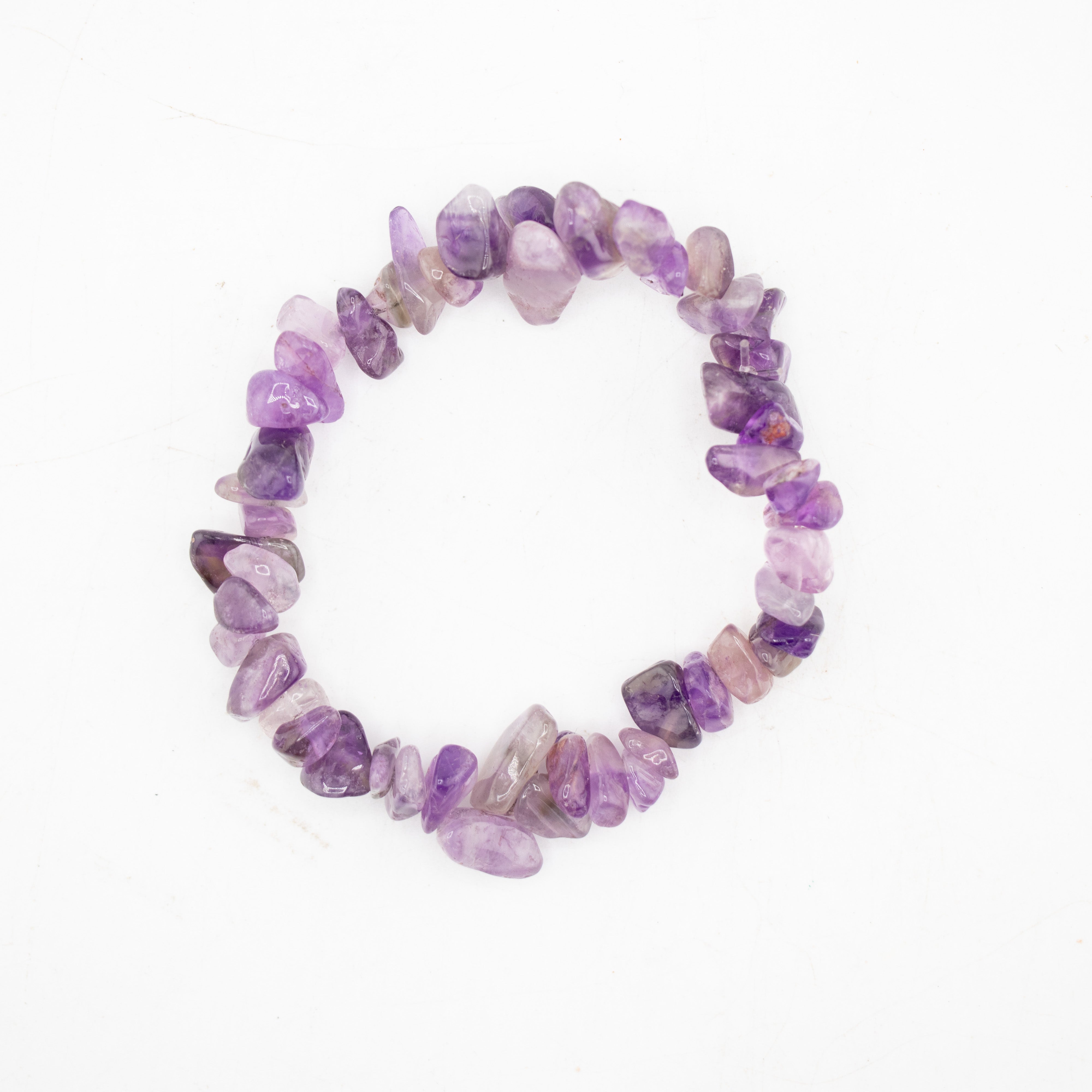 Amethyst Chipped Stone Bracelet, 5 Pieces in a Pack