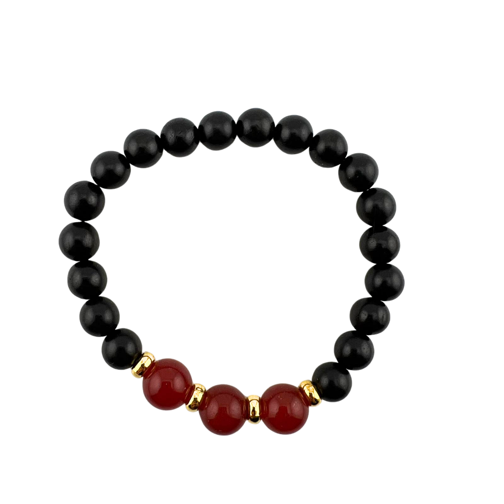 Carnelian & Black Wood Bracelet, 8-10mm, 5 Pieces in a Pack