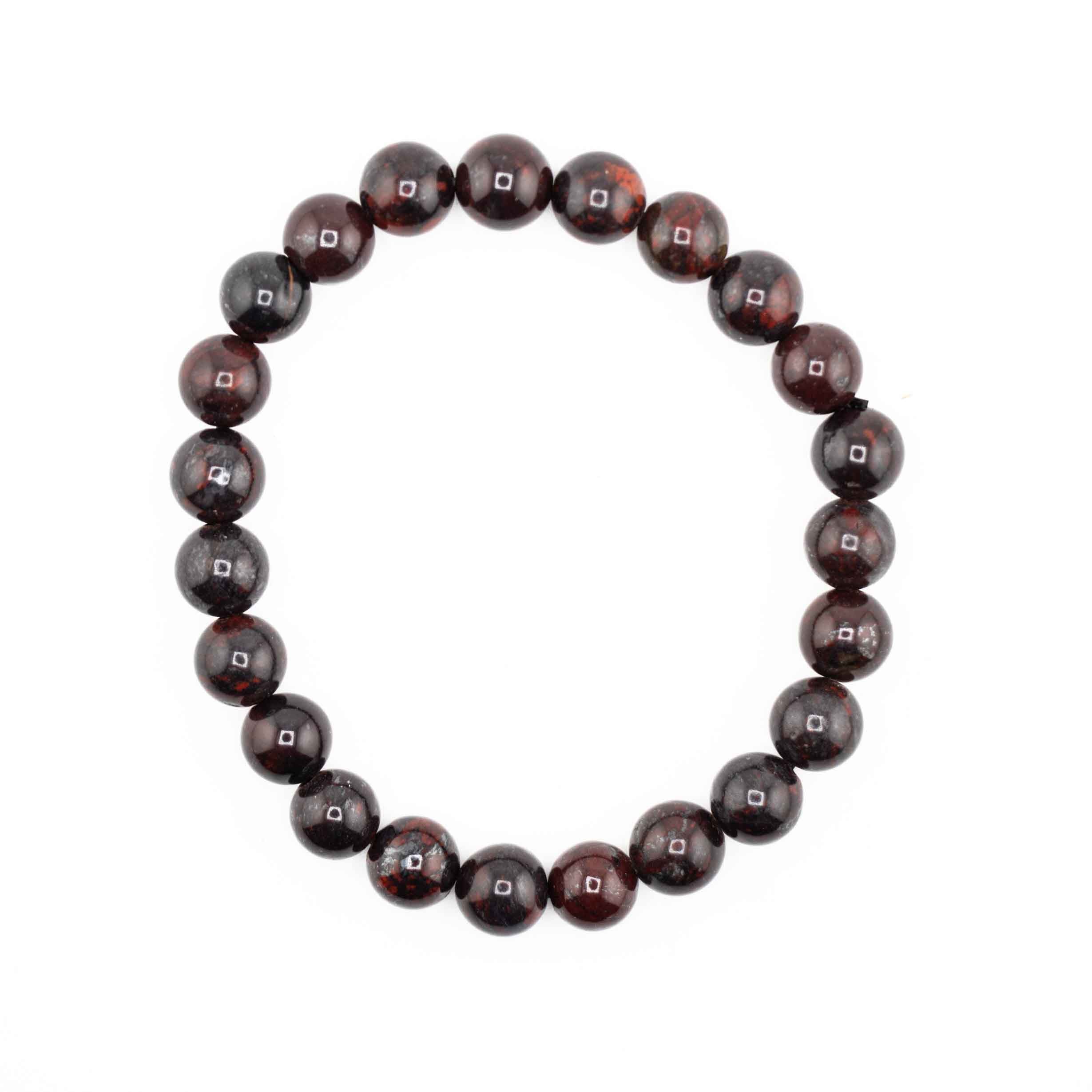 Bloodstone, Metal Free Bracelet, 8mm, 5 Pieces in a Pack