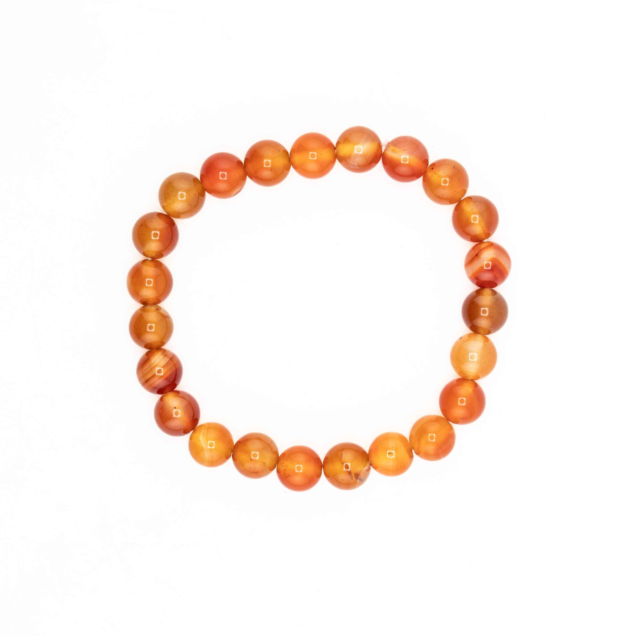 Polished Carnelian, Metal Free Bracelet, 8mm, 5 Pieces in a Pack