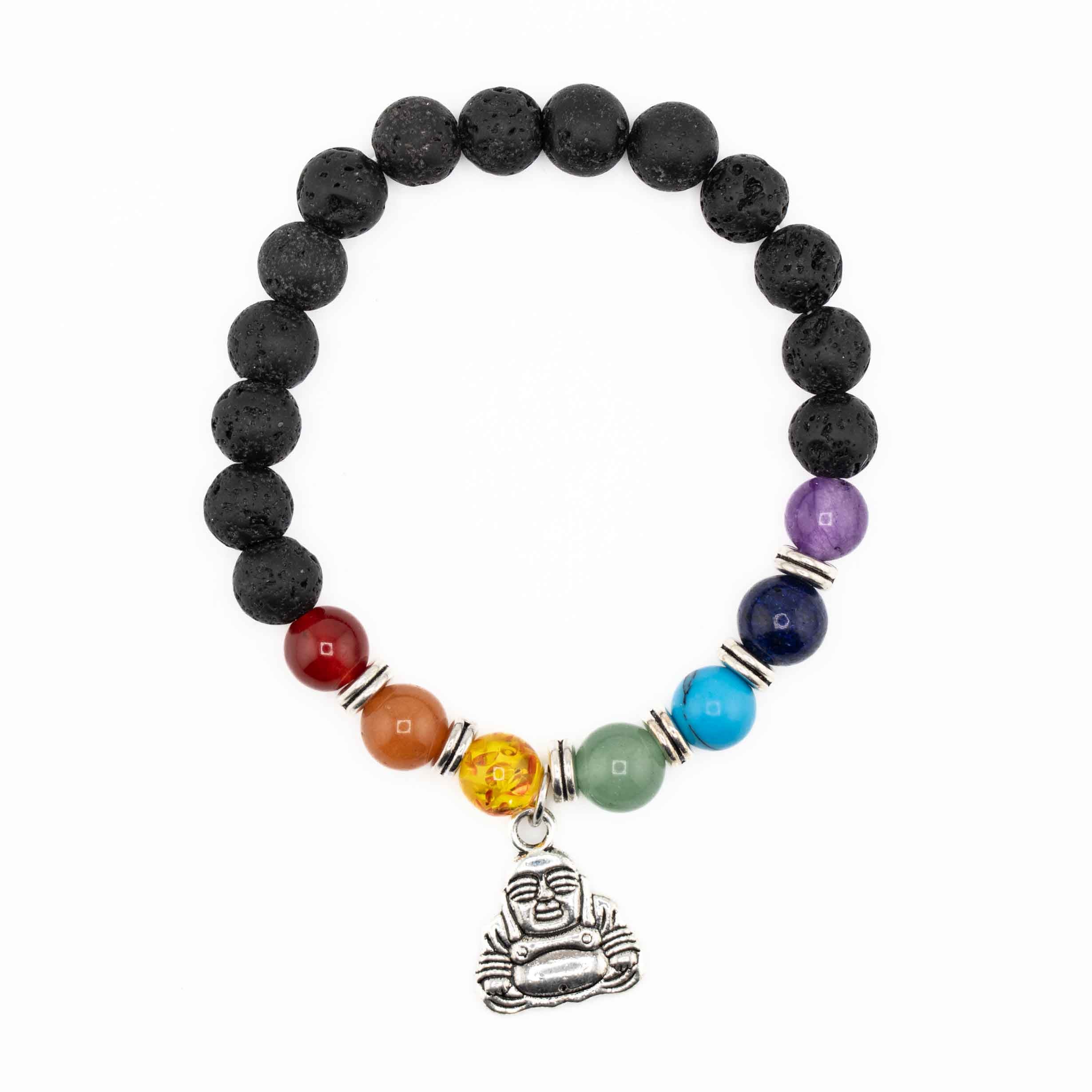 Chakra & Buddha Bracelet, 8mm, 5 Pieces in a Pack
