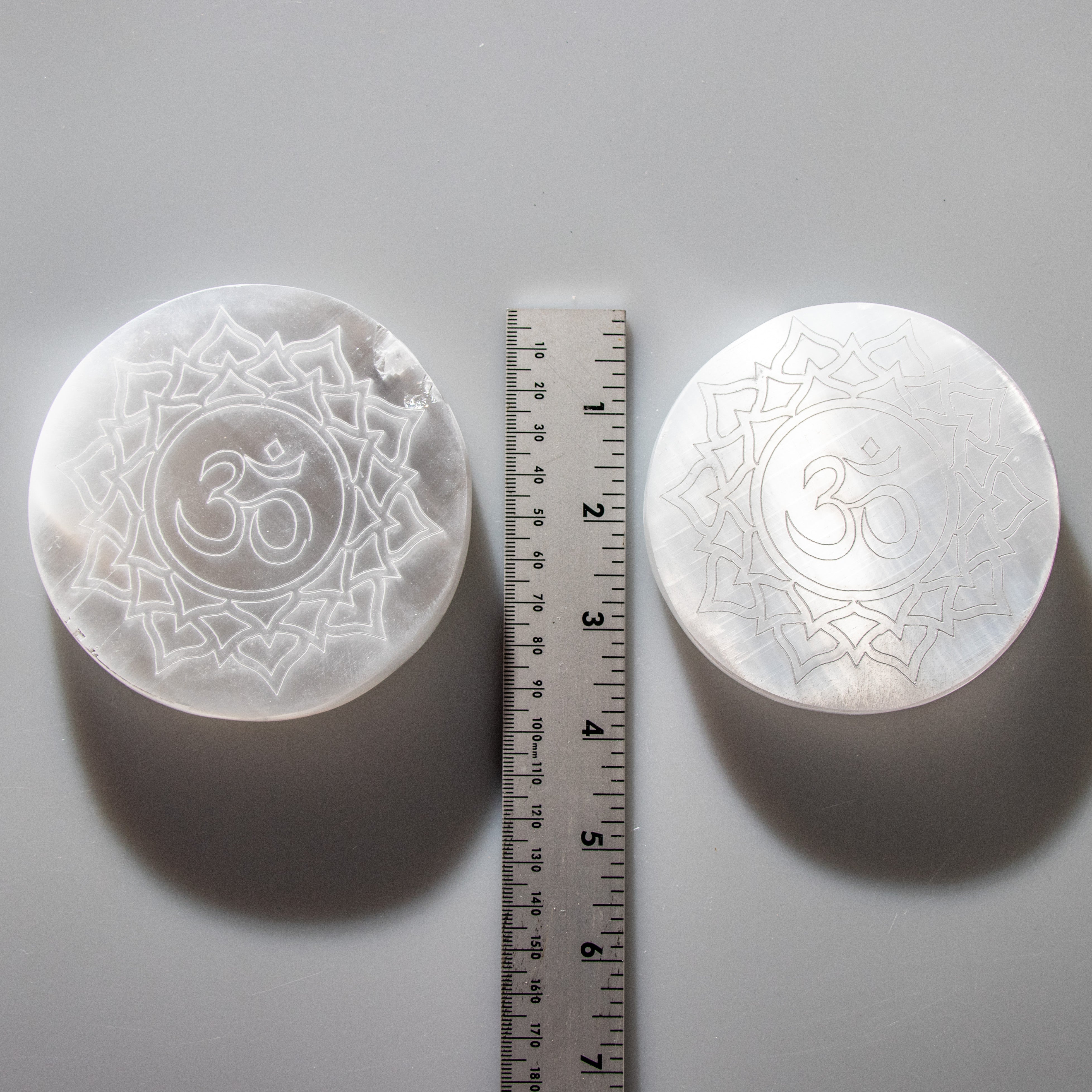Selenite Engraved Round Charging Plate, 3" Inch, 1 Piece