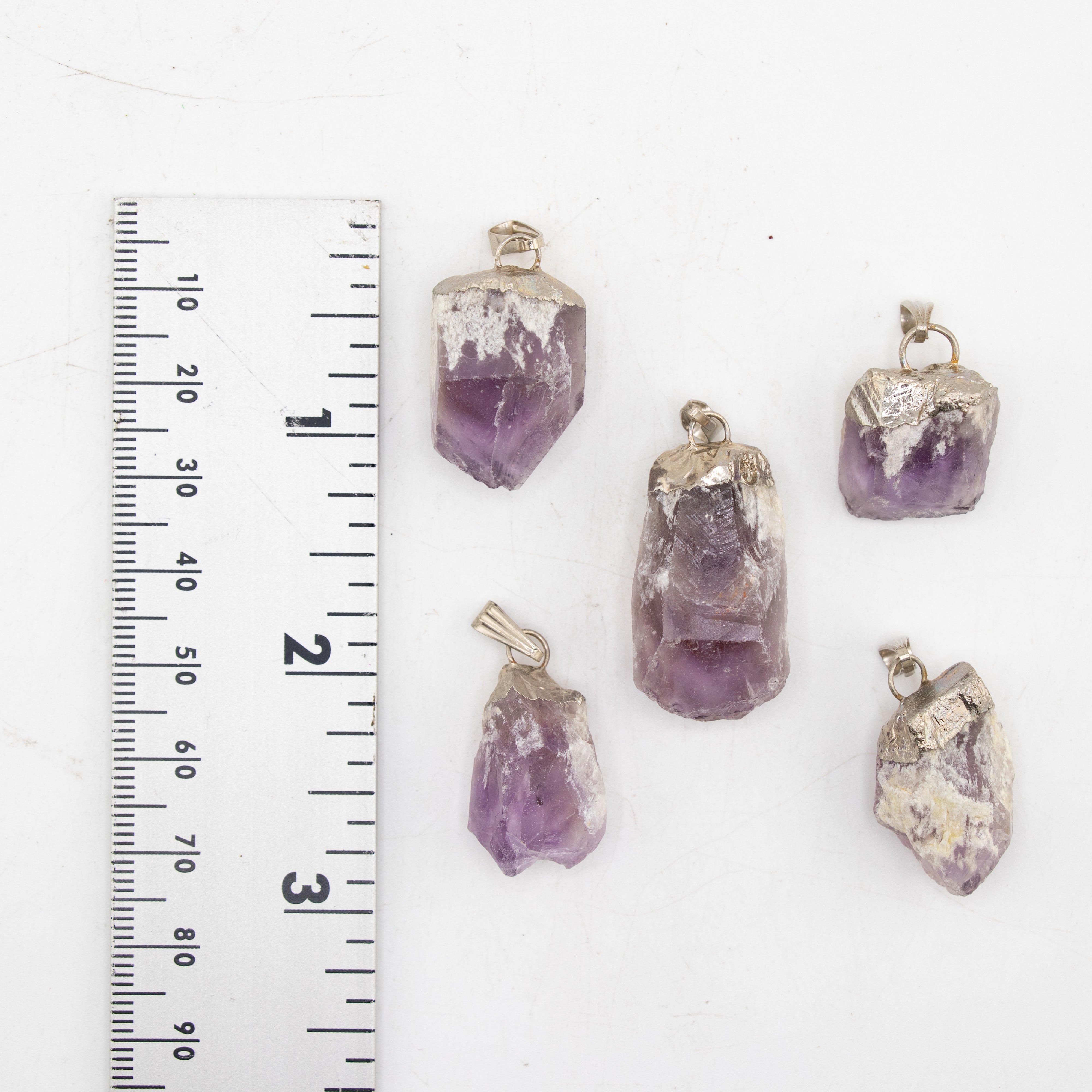 Chevron Amethyst Raw Pendants, 5 Pieces in a Pack