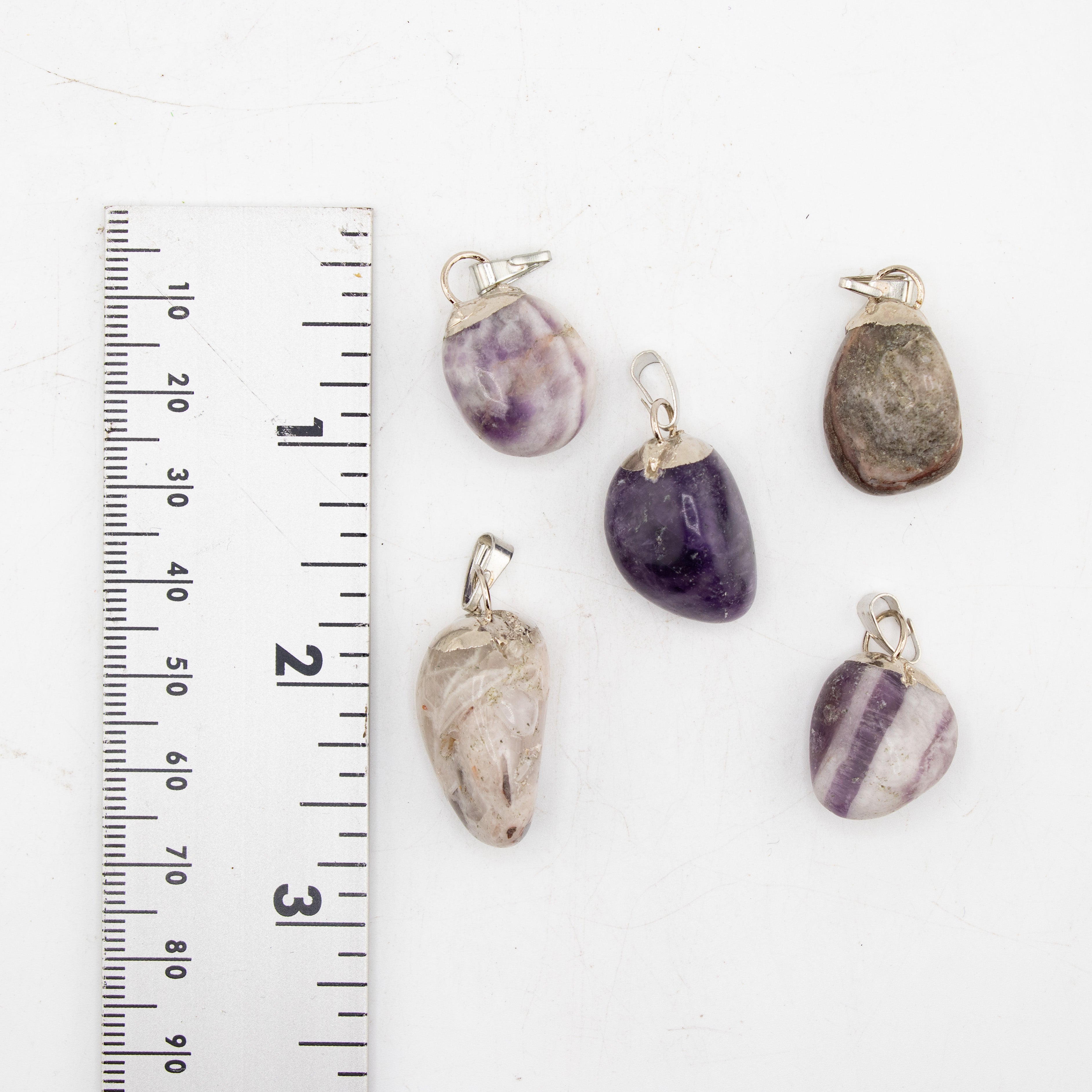 Small Dream Amethyst Mixed Shape Pendants, 5 Pieces in a Pack
