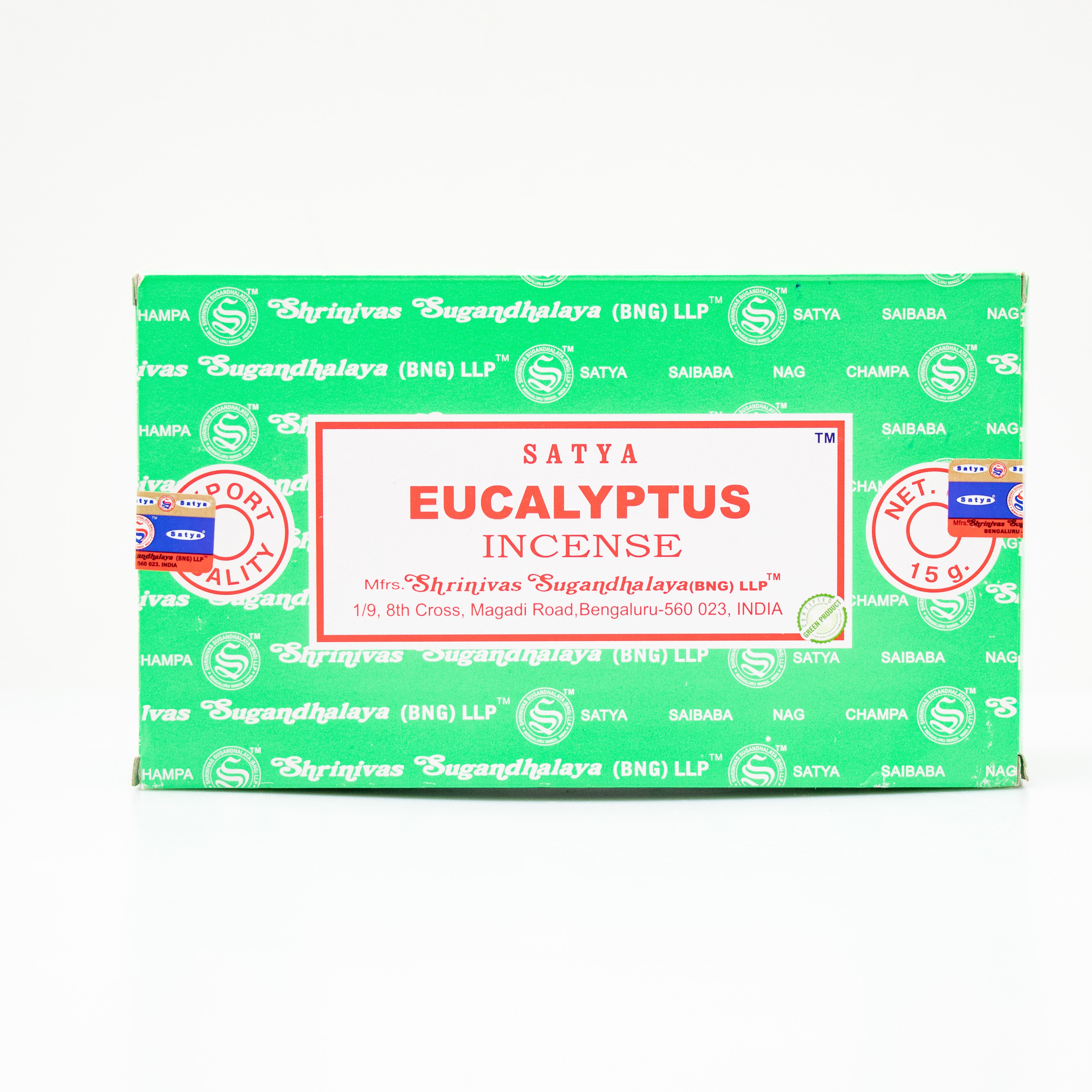 Satya Eucalyptus, Incense Sticks, 15 grams in one Pack, 12 Pack Box