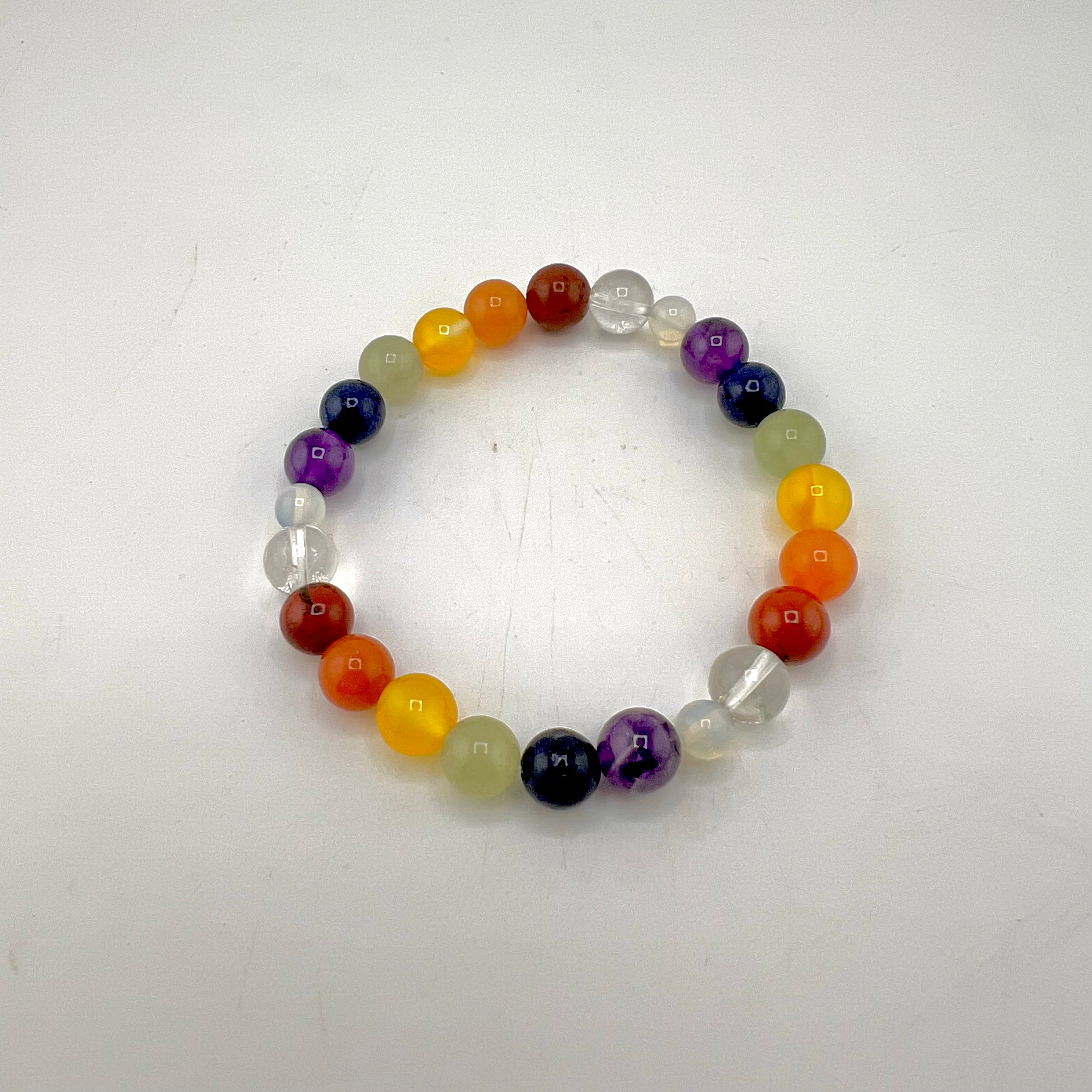 Chakra Stones Bracelet, 8mm, 5 Pieces in a Pack