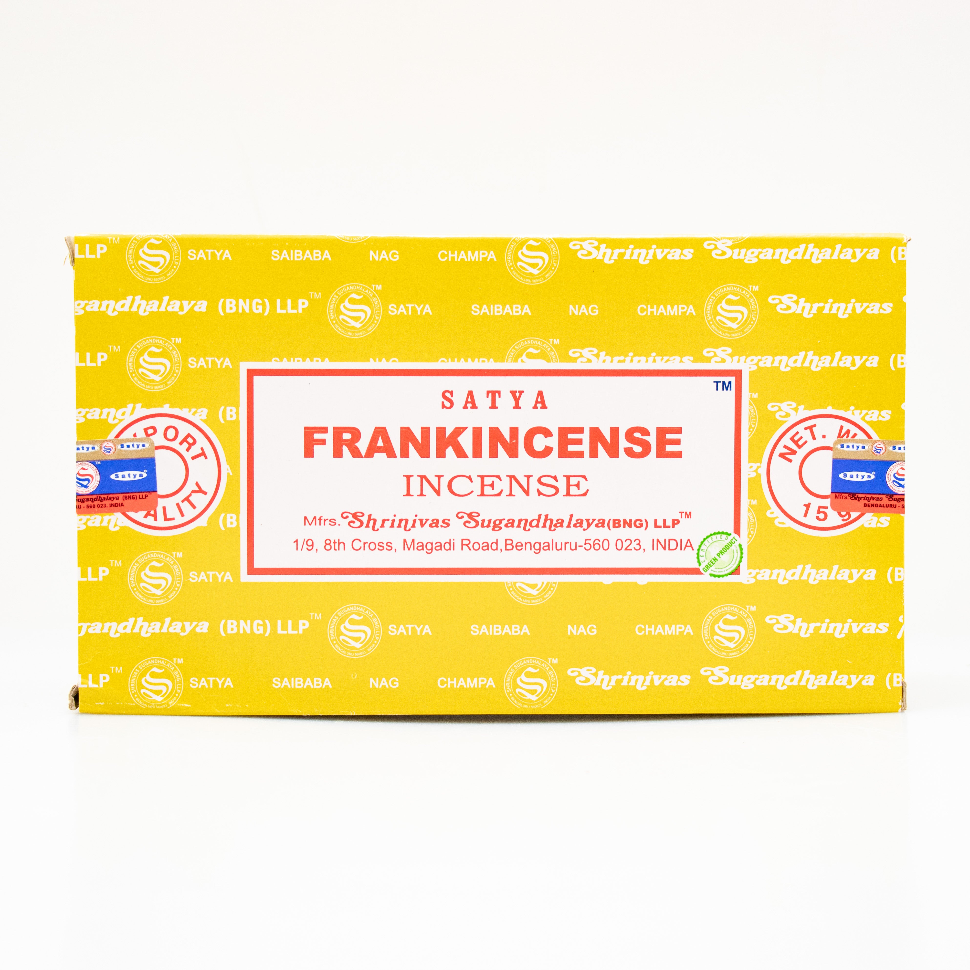 Satya Frankincense, Incense Sticks, 15 grams in one Pack, 12 Pack Box