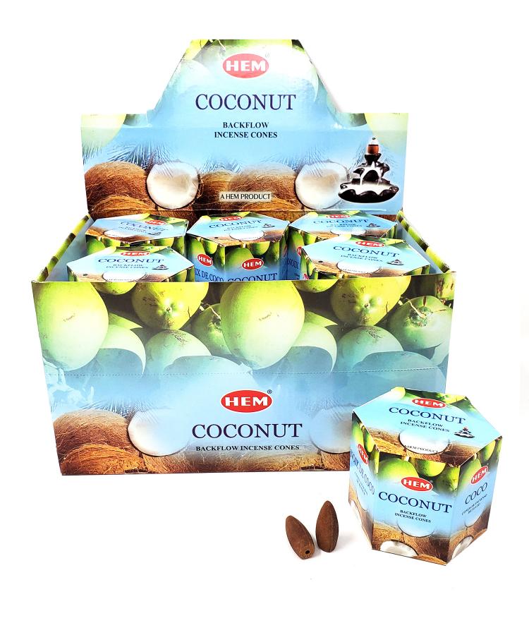 HEM Coconut, Backflow Cones, 12 Pack (40 cones each pack), 480 Cones