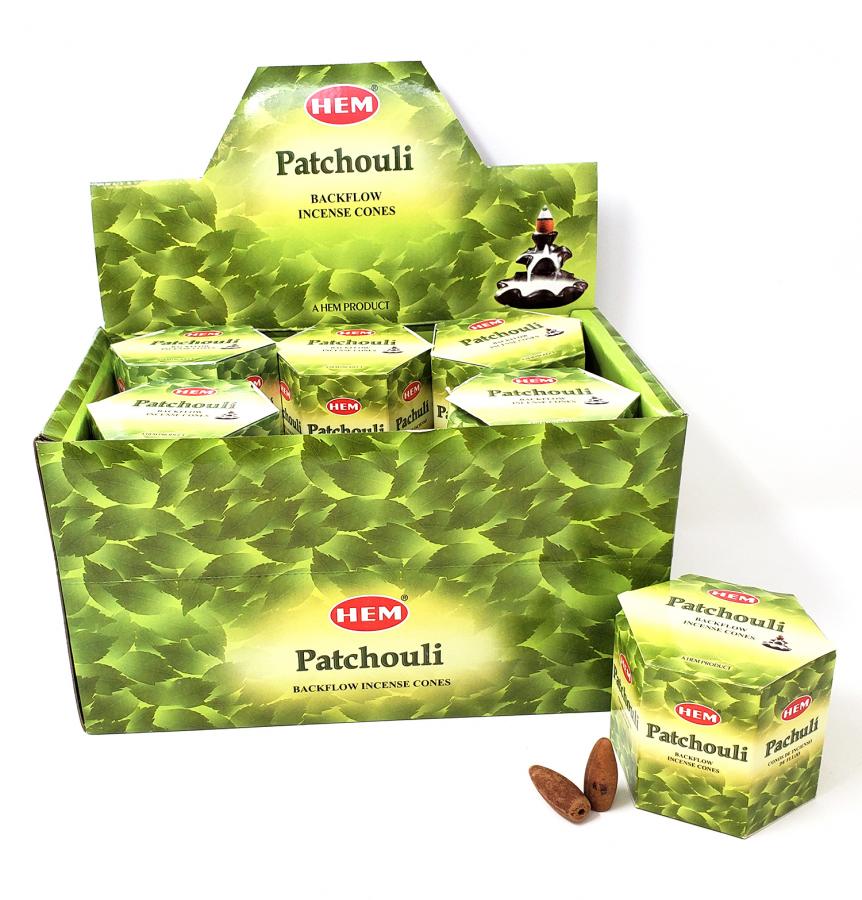HEM Patchouli, Backflow Cones, 12 Pack (40 cones each pack), 480 Cones