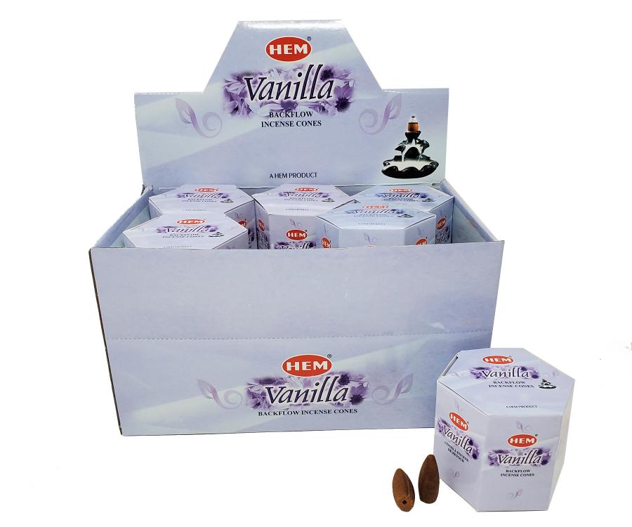 HEM Vanilla, Backflow Cones, 12 Pack (40 cones each pack), 480 Cones
