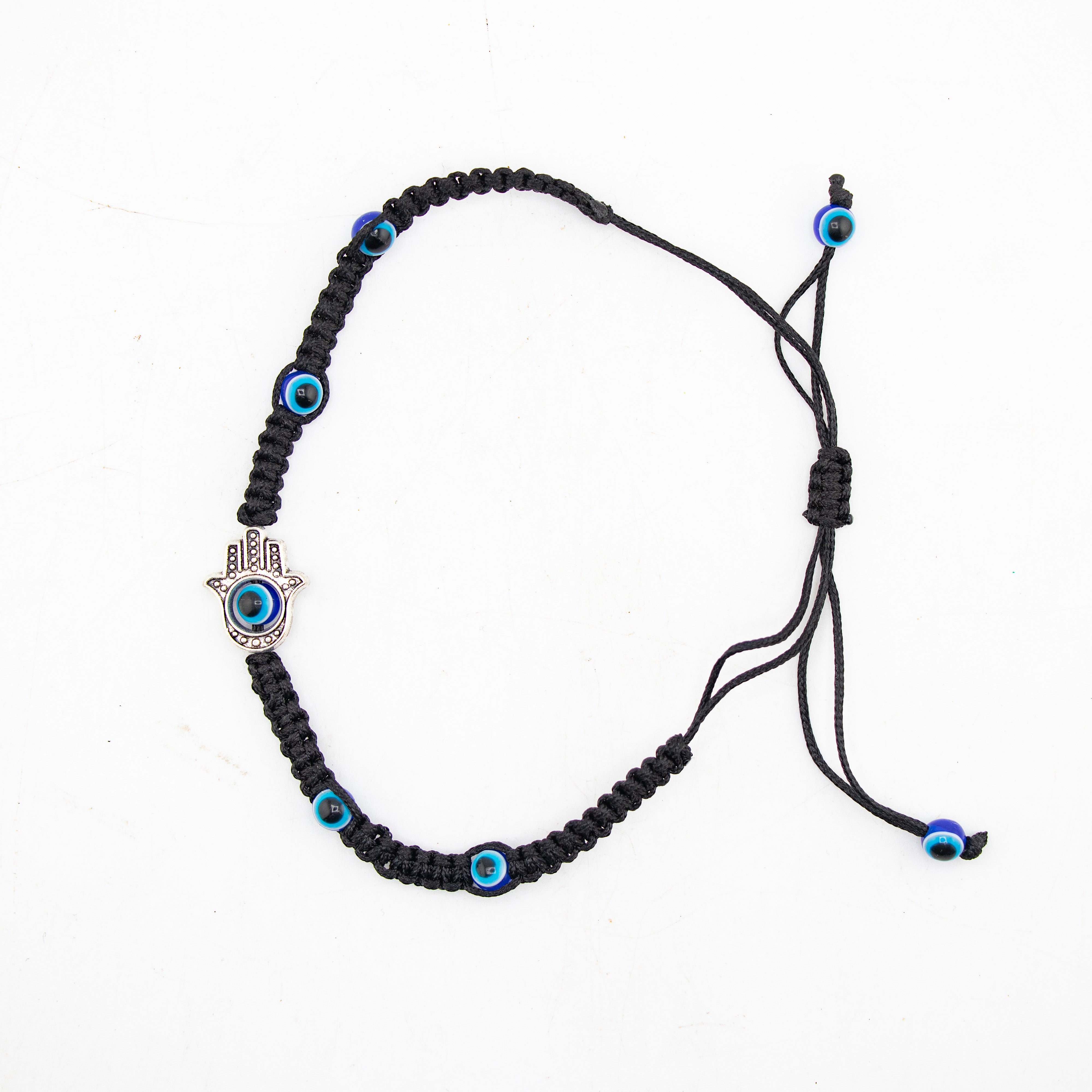 Nazar (Evil Eye) Macrame Bracelet, Lampwork Beads, 5 Pieces in a Pack