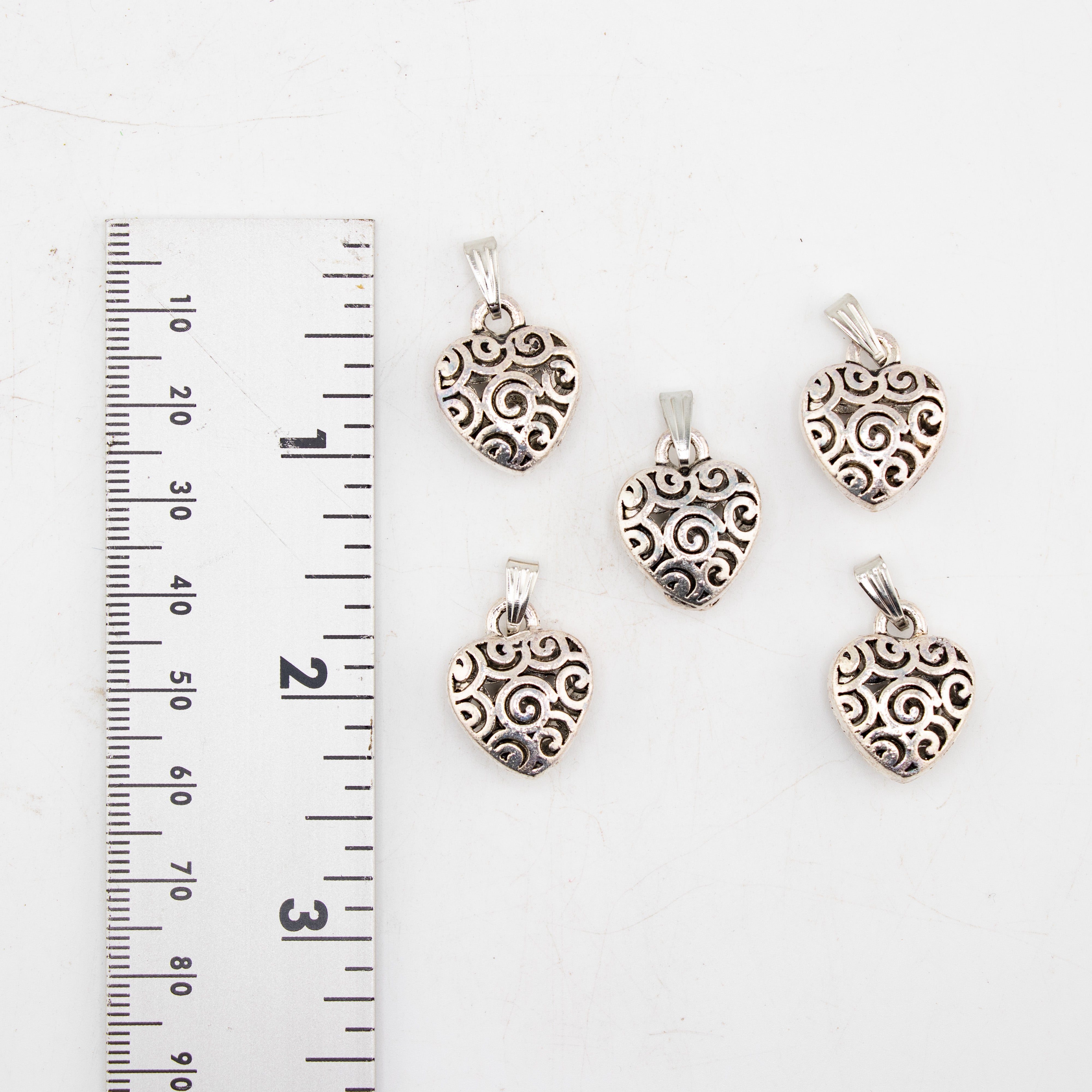 Heart Shaped Brass Pendant, 5 Pieces in a Pack