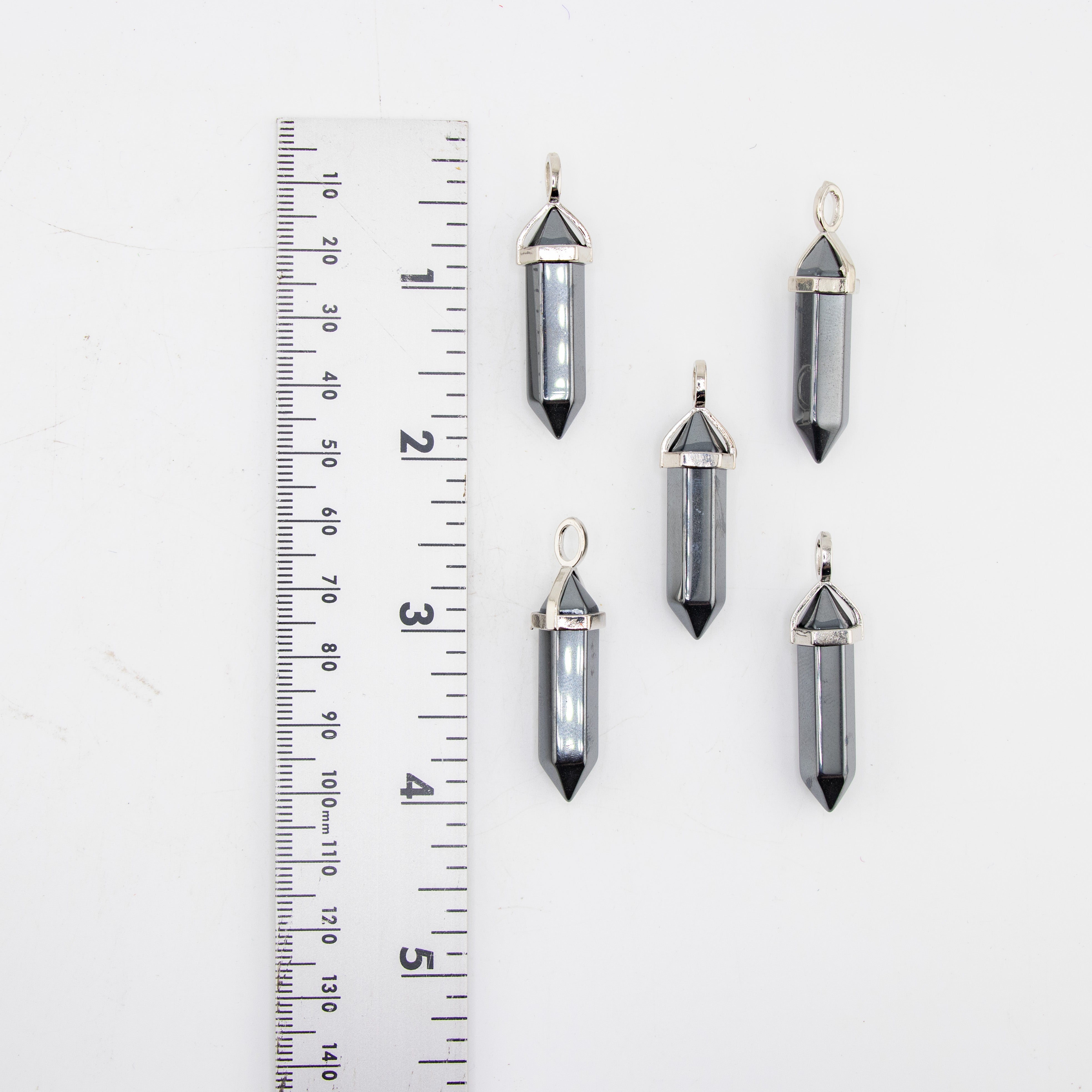 Hematite Point Shape Pendants, 0.30" x 1.5" Inch, 5 Pieces in a Pack, #063