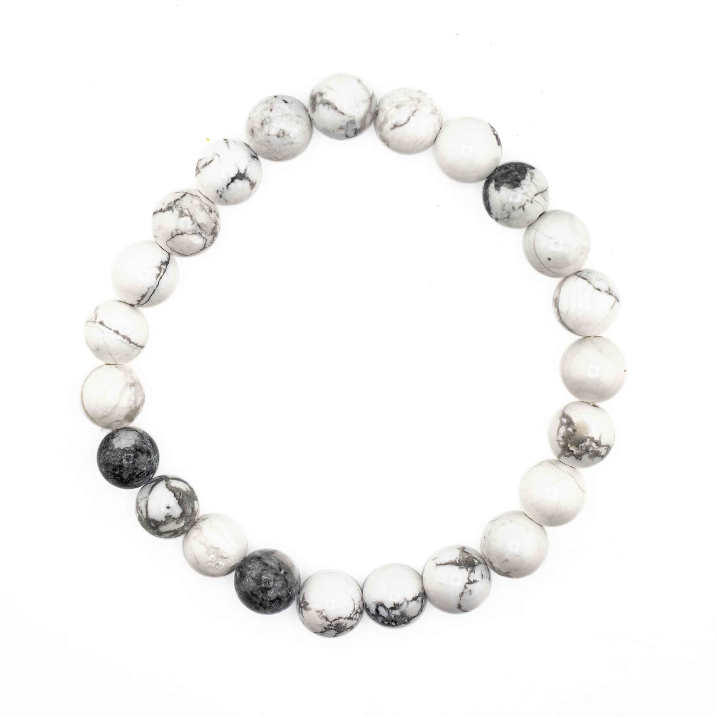 Howlite, Metal Free Bracelet, 8mm, 5 Pieces in a Pack