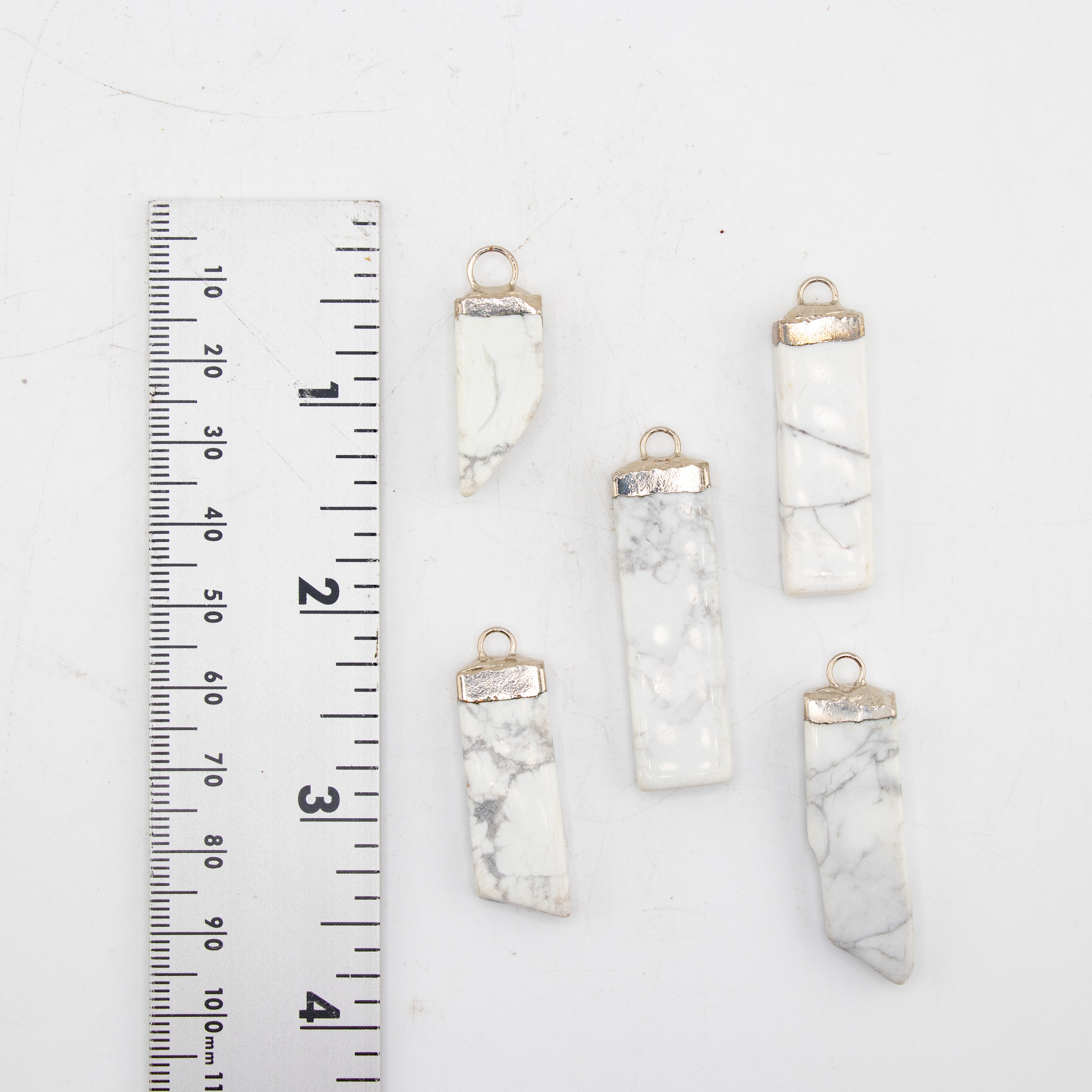 Howlite Slab Stick Pendants, 5 Pieces in a Pack