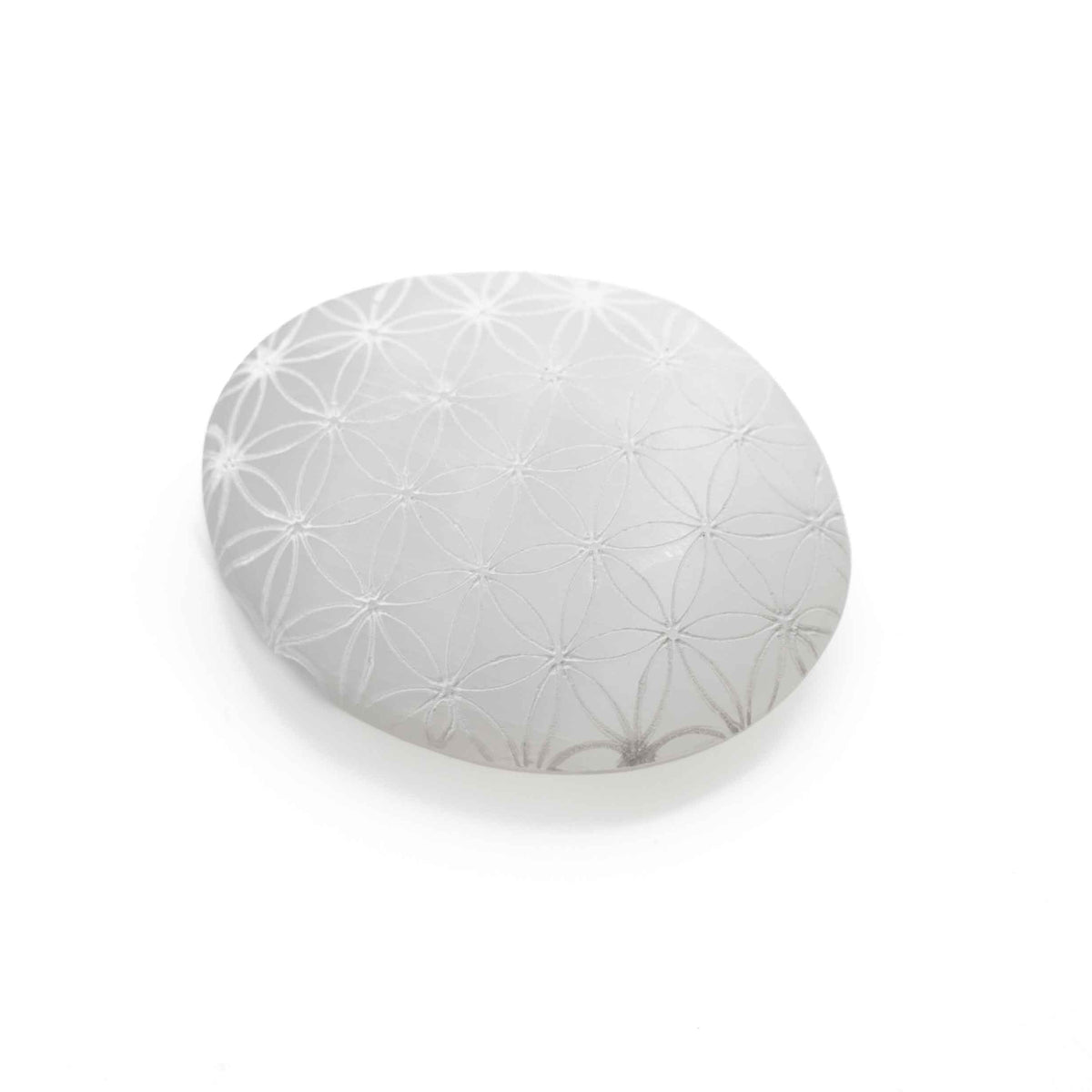 Selenite Flower of Life Palm Stone, 2.5-3" Inch, 1 Piece