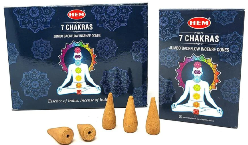 HEM 7 Chakra Backflow Cones, 12 Pack (20 cones each pack)