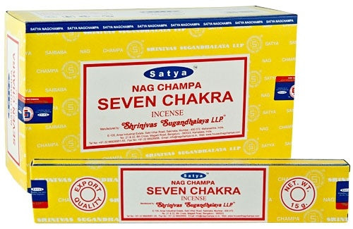 Satya Seven Chakra, Incense Sticks, 15 grams in one Pack, 12 Pack Box