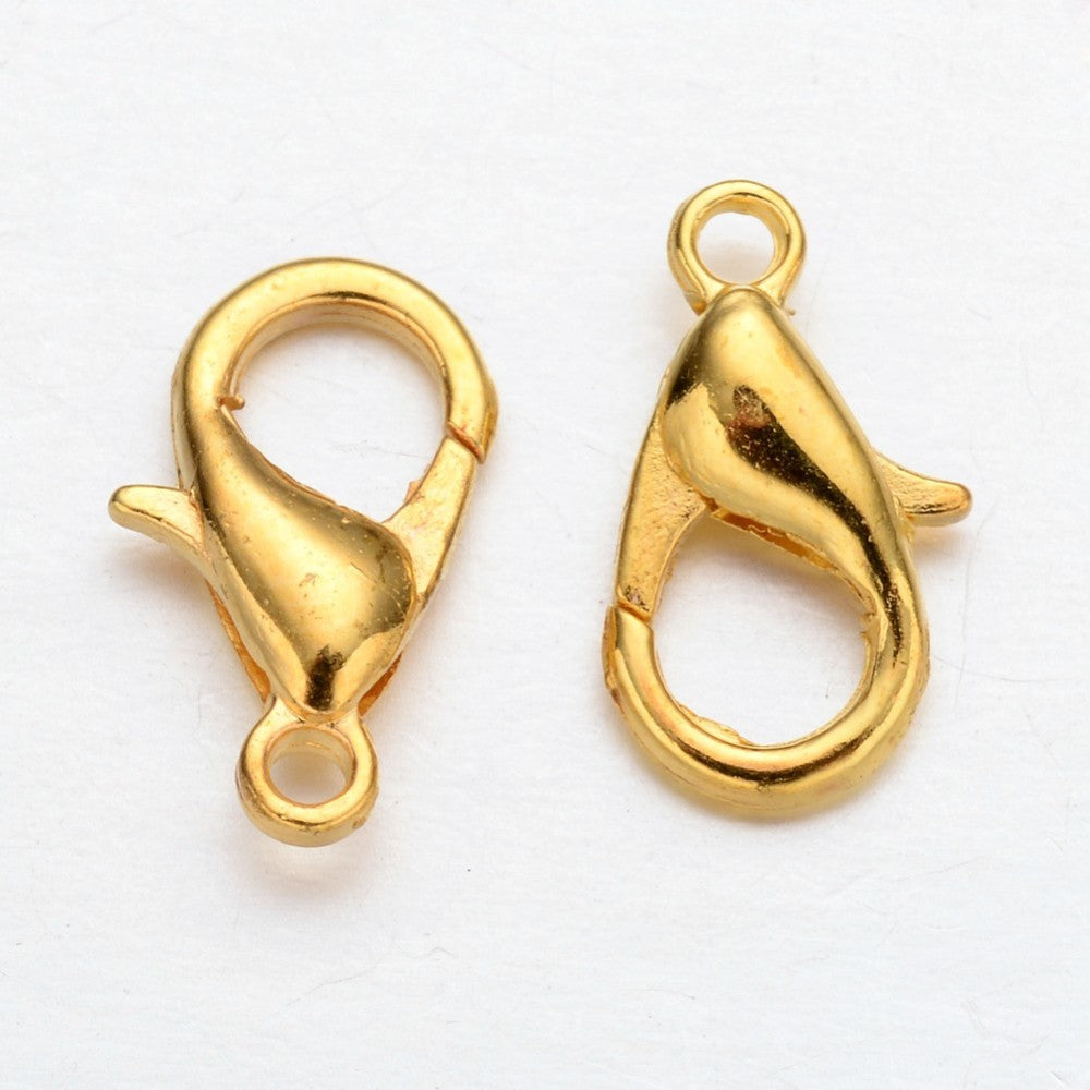 Zinc Alloy Lobster Claw Clasps, Golden, 12x6mm, Hole: 1.2mm, 200 Pieces in a Pack