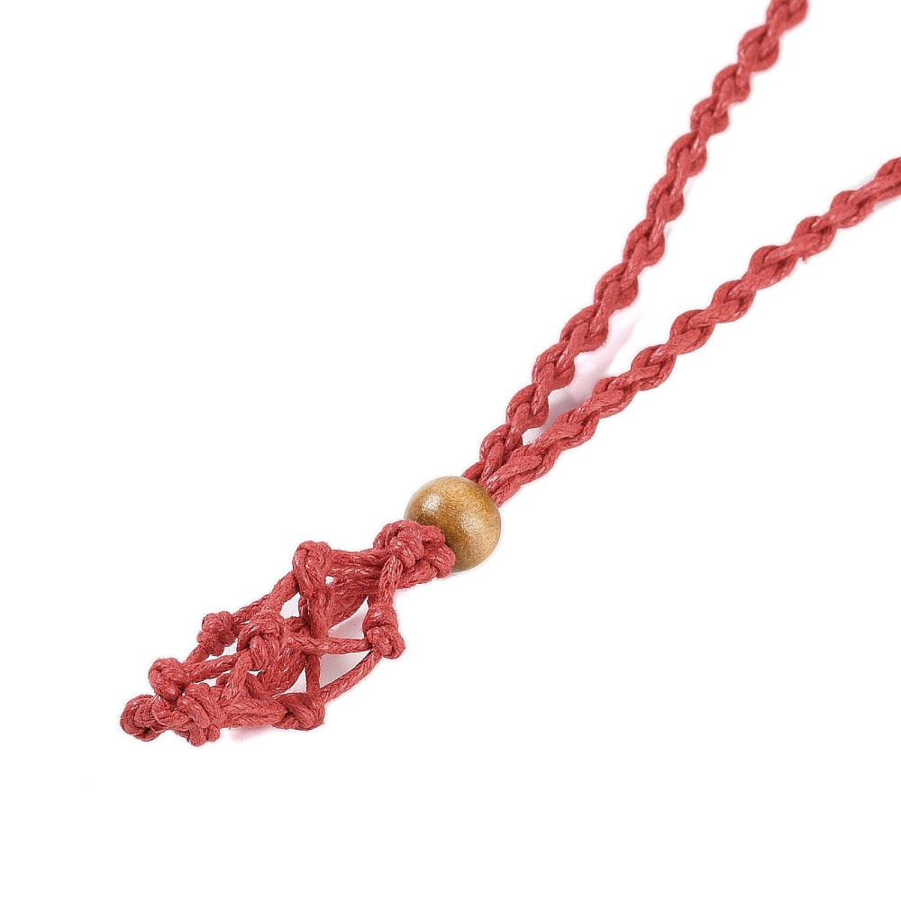 Red Braided Macrame Pouch Necklace, 10 Pieces in a Pack