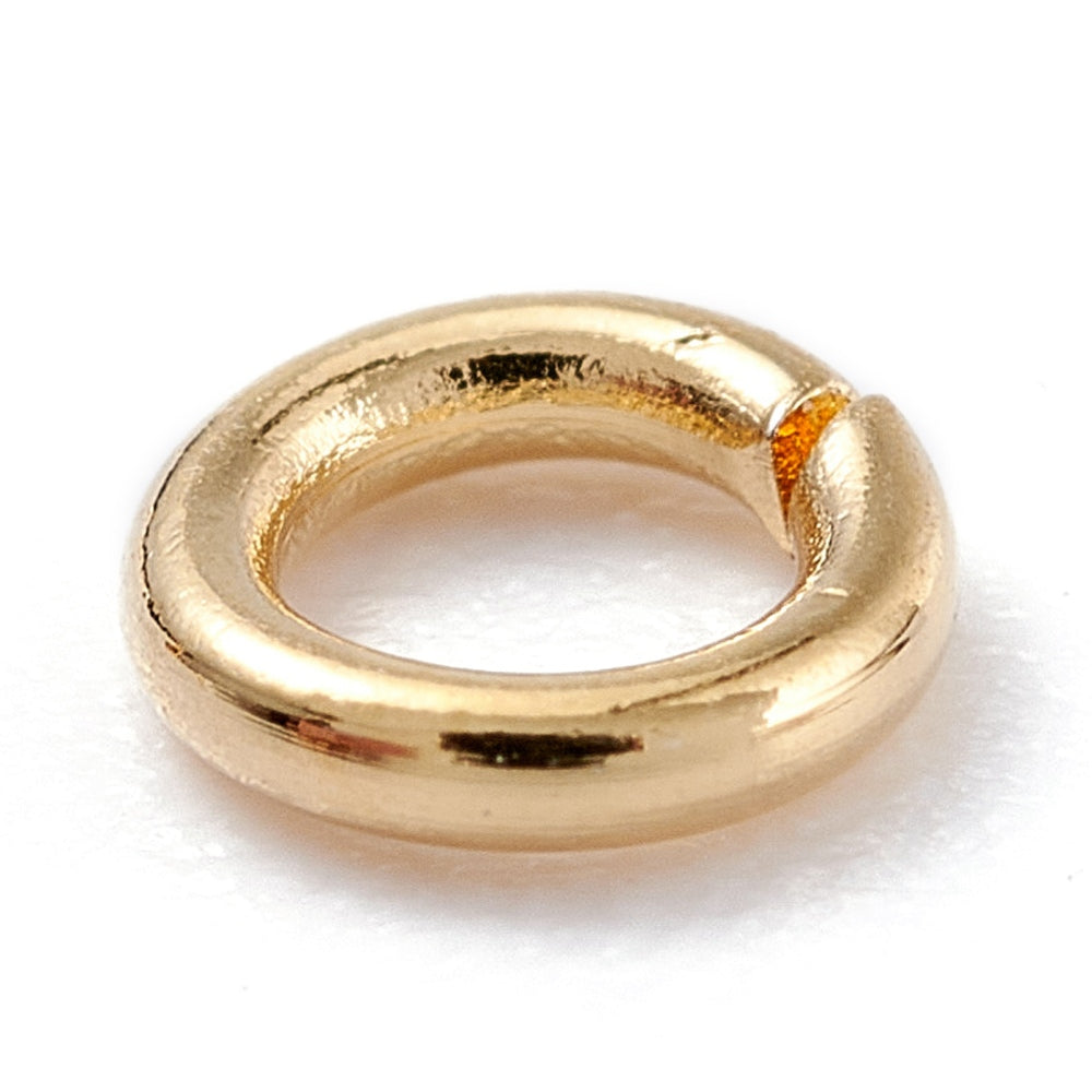304 Stainless Steel Open Jump Rings, Gold Plated, 6x0.7mm, Inner Diameter: 4.6mm, 500 Pieces in a Pack