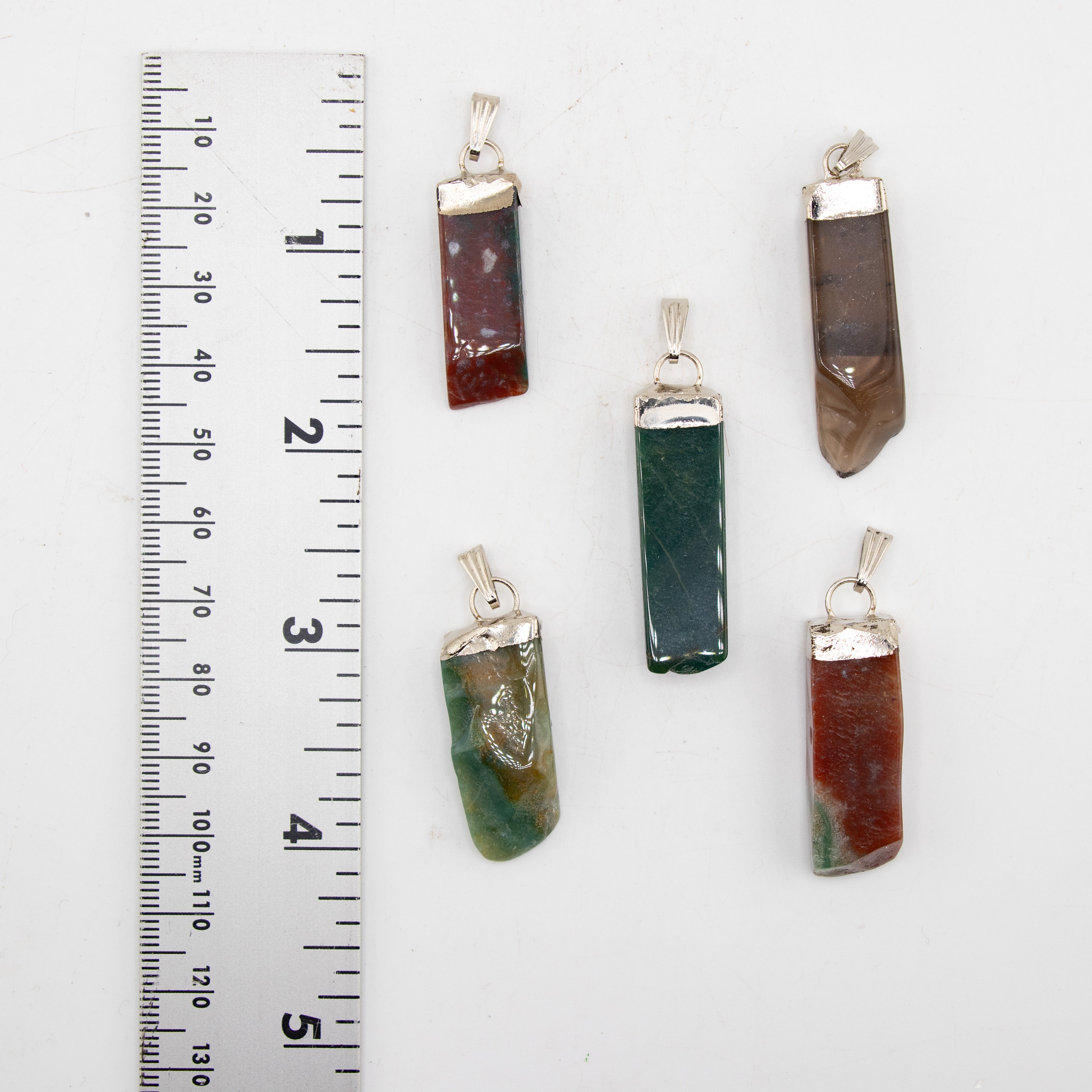 Indian Agate Slab Stick Pendants, 5 Pieces in a Pack