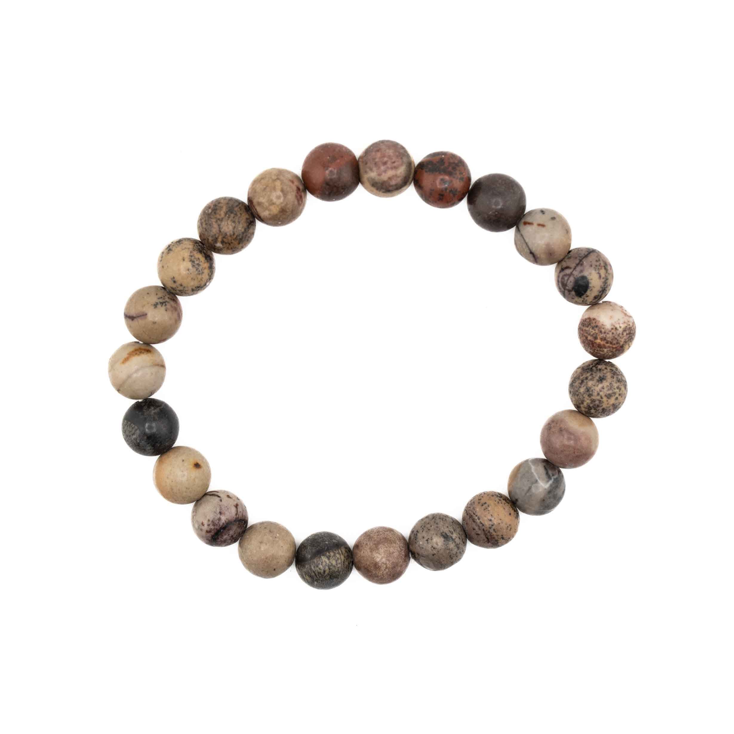 Jasper (Dendritic), Metal Free Bracelet, 8mm, 5 Pieces in a Pack