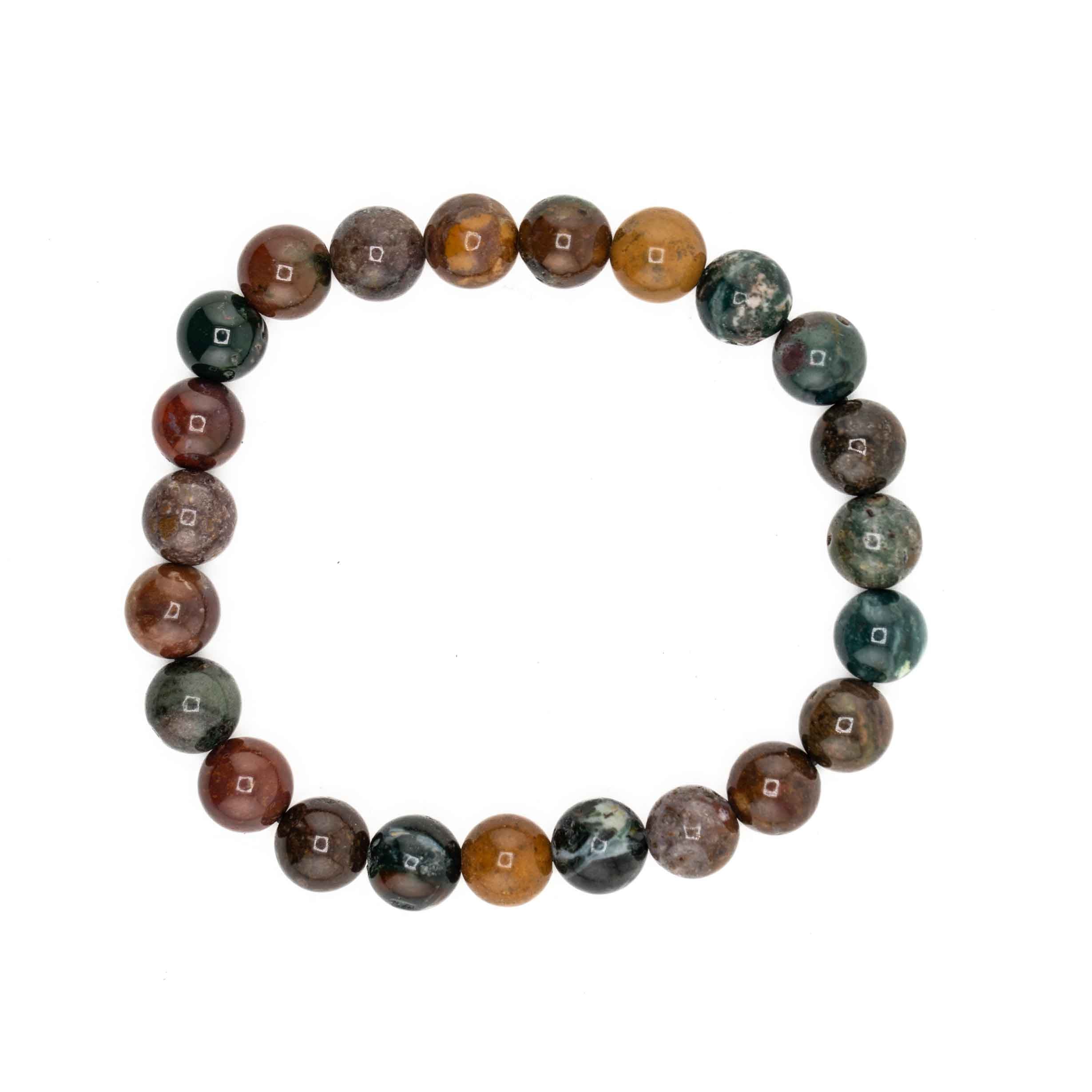 Jasper (Ocean), Metal Free Bracelet, 8mm, 5 Pieces in a Pack