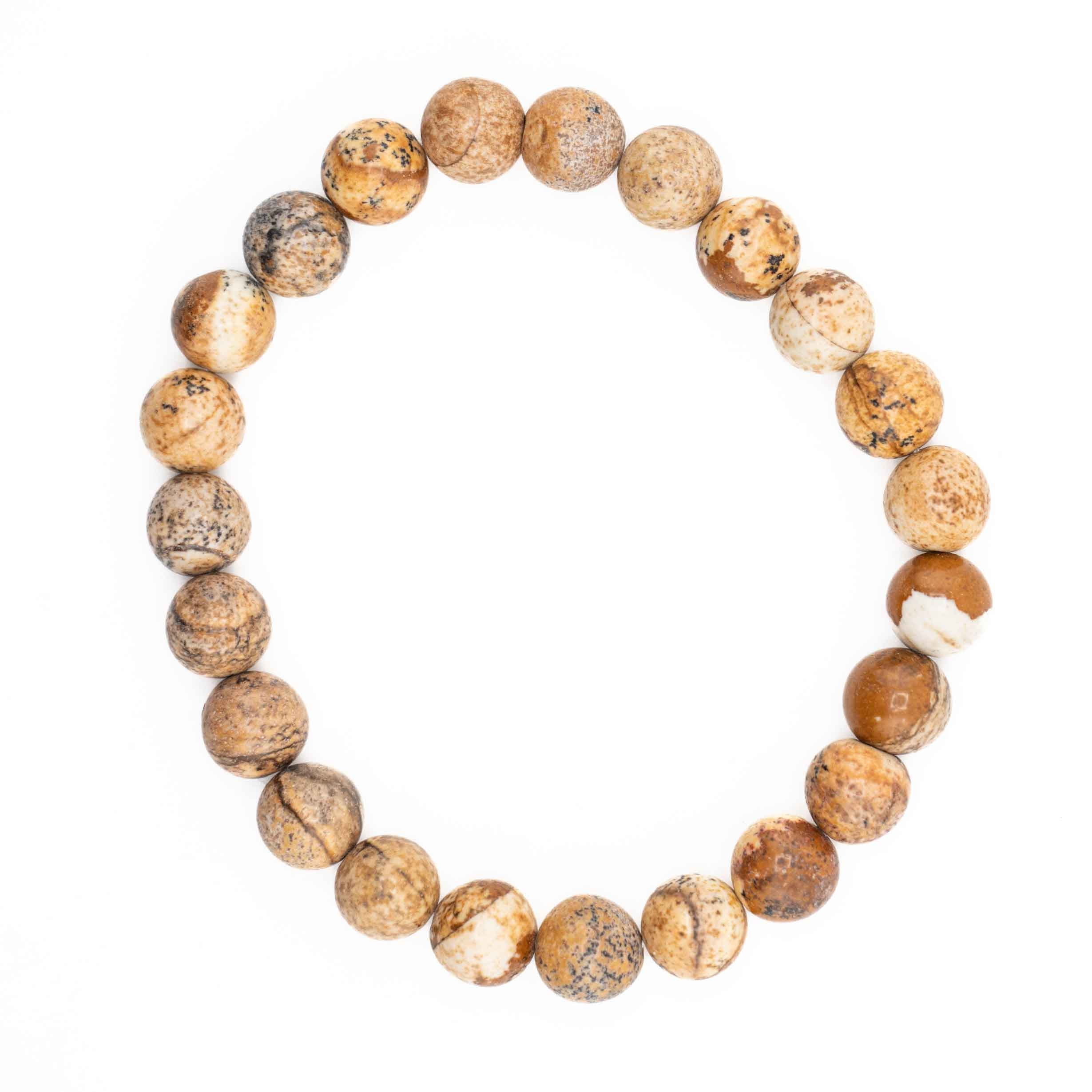 Jasper (Picture), Metal Free Bracelet, 8mm, 5 Pieces in a Pack