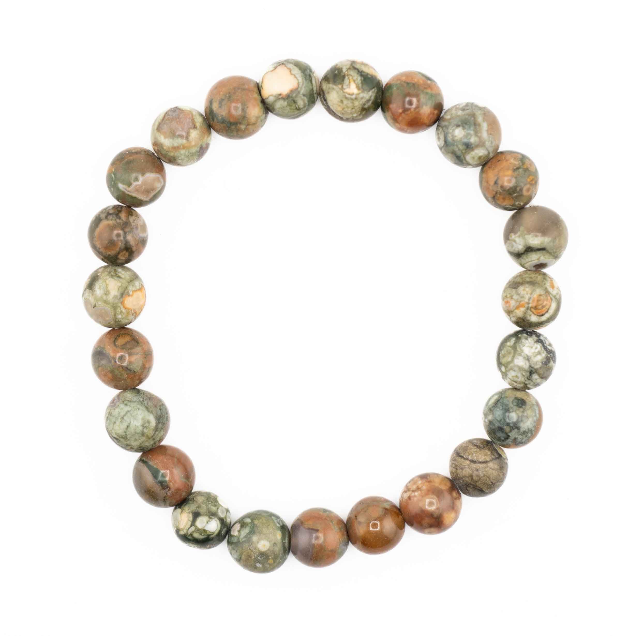 Jasper (Rhyolite), Metal Free Bracelet, 8mm, 5 Pieces in a Pack