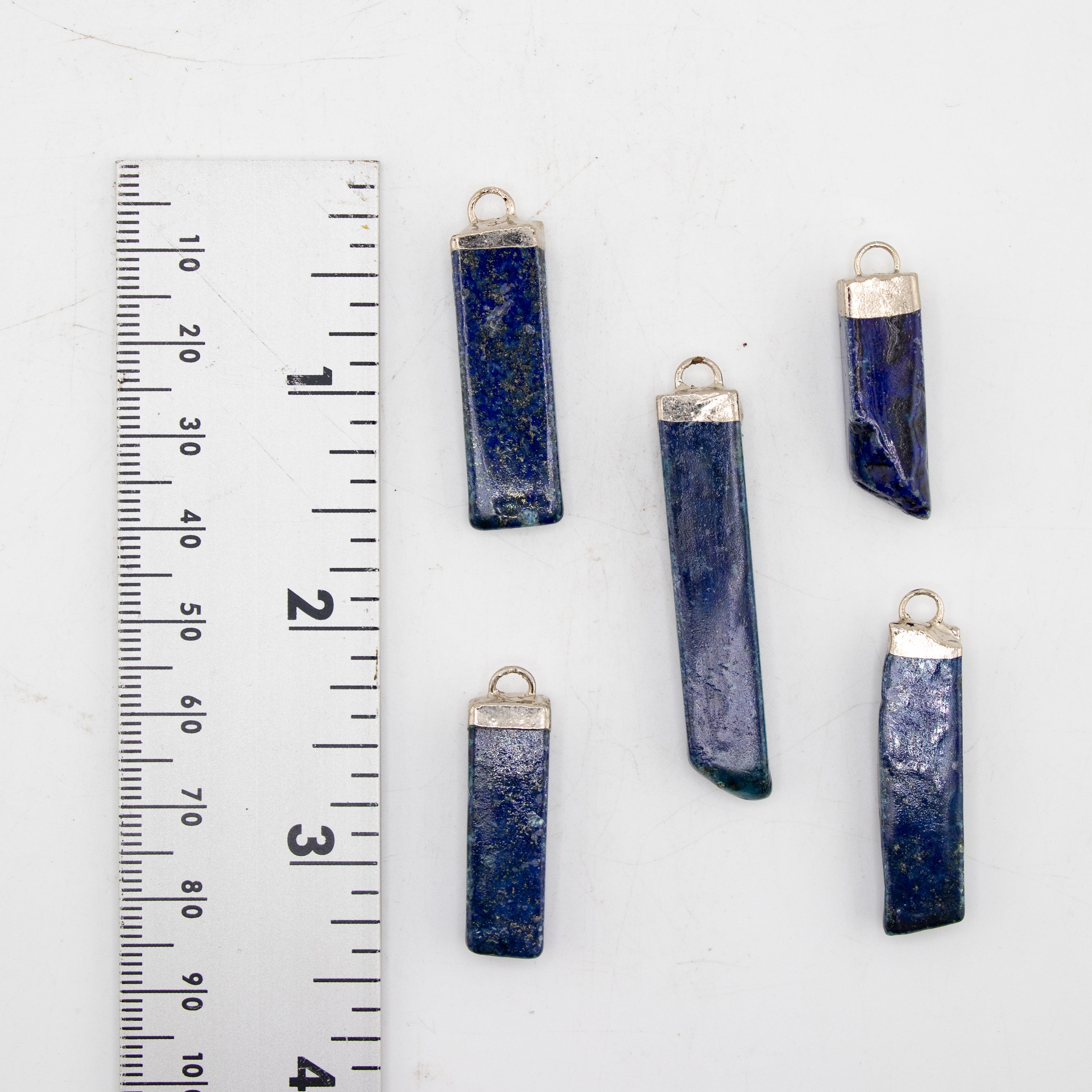 Lapis Lazuli Slab Stick Pendants, 5 Pieces in a Pack