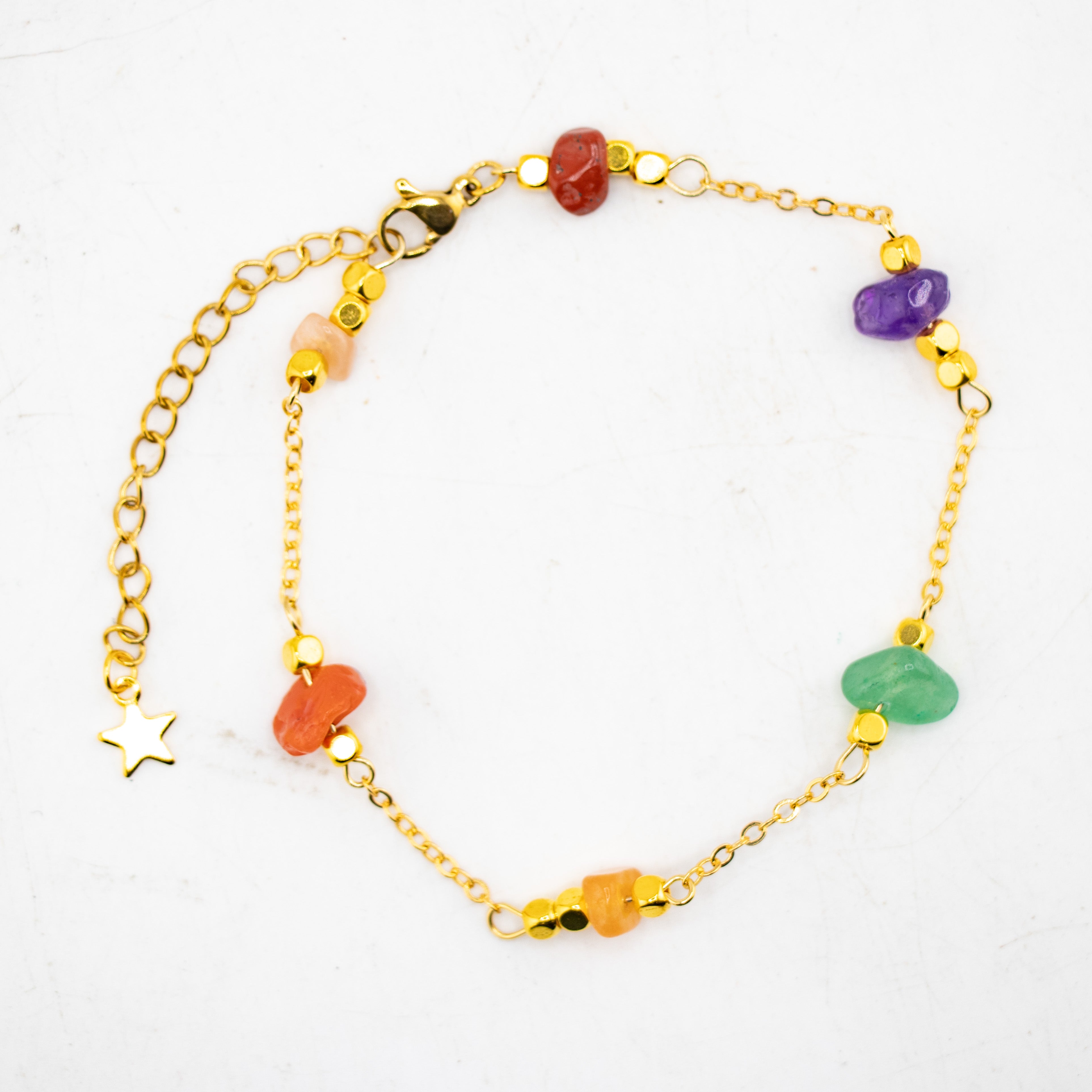Mixed w/ Chain Chipped Stone Bracelet, 5 Pieces in a Pack