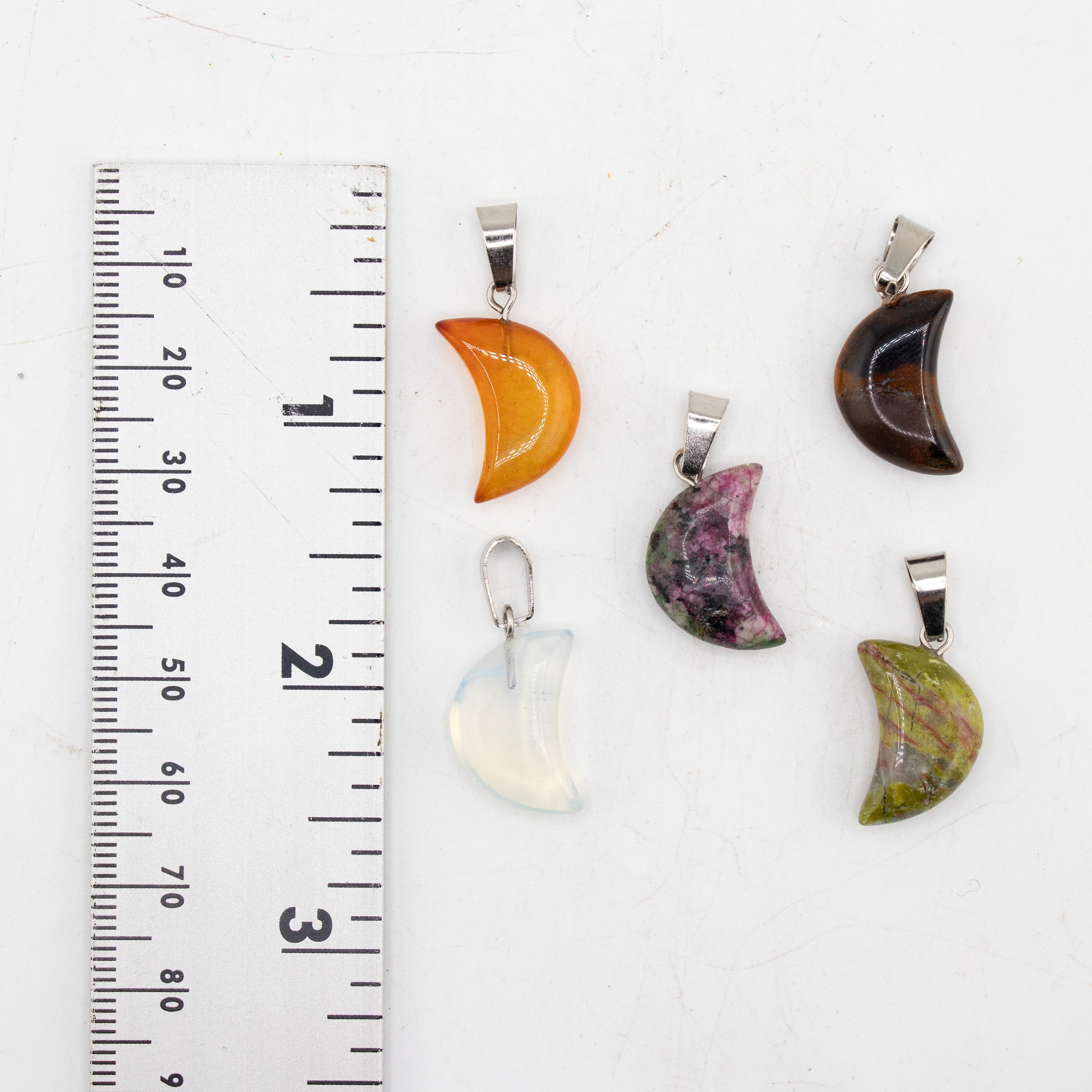 Mixed Multicolor Moon Shaped Pendants, 5 Pieces in a Pack