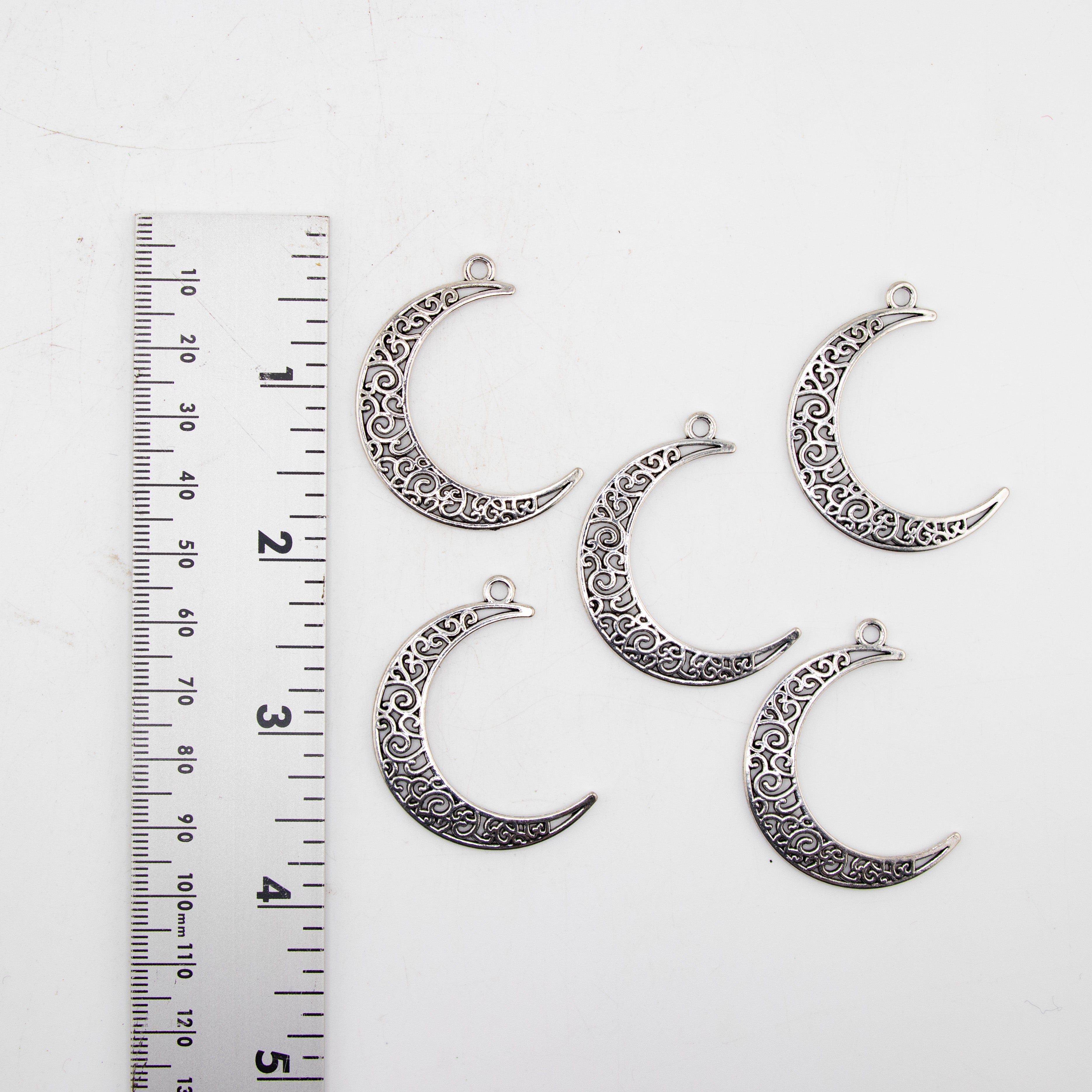 Moon Shaped Brass Pendant, 5 Pieces in a Pack