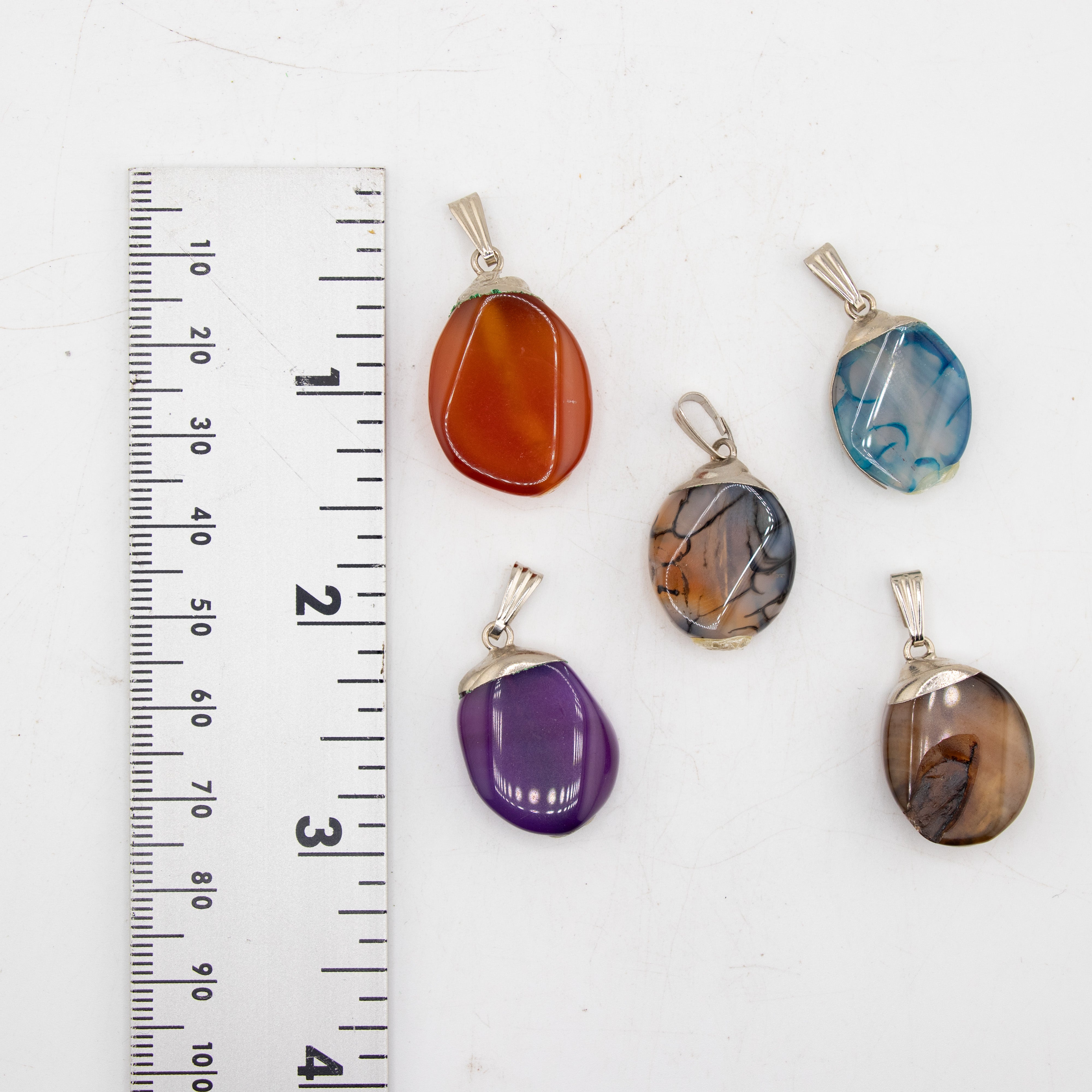Large Mixed Multicolor Agate Shaped Pendants, 5 Pieces in a Pack