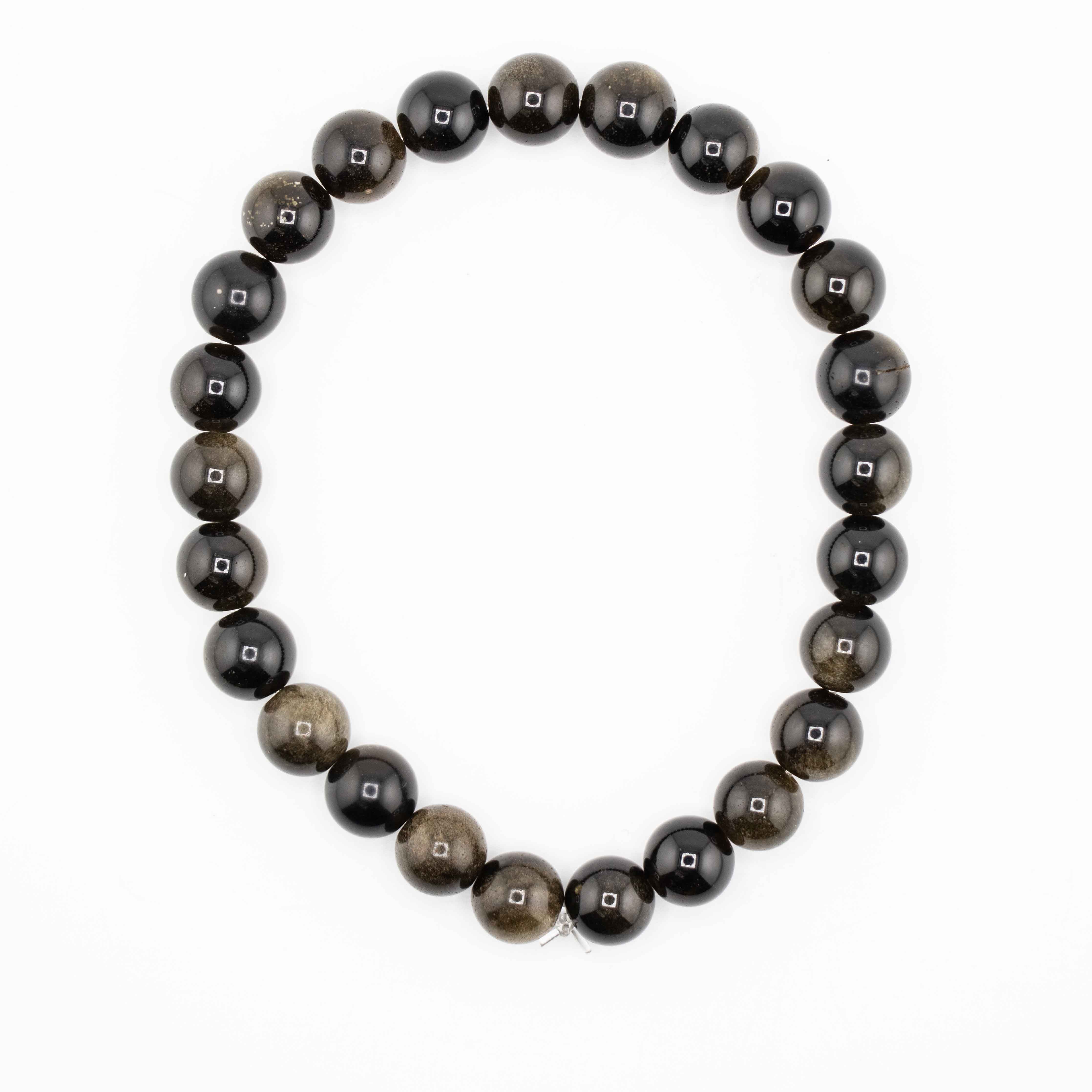 Obsidian (Golden Sheen), Metal Free Bracelet, 8mm, 5 Pieces in a Pack