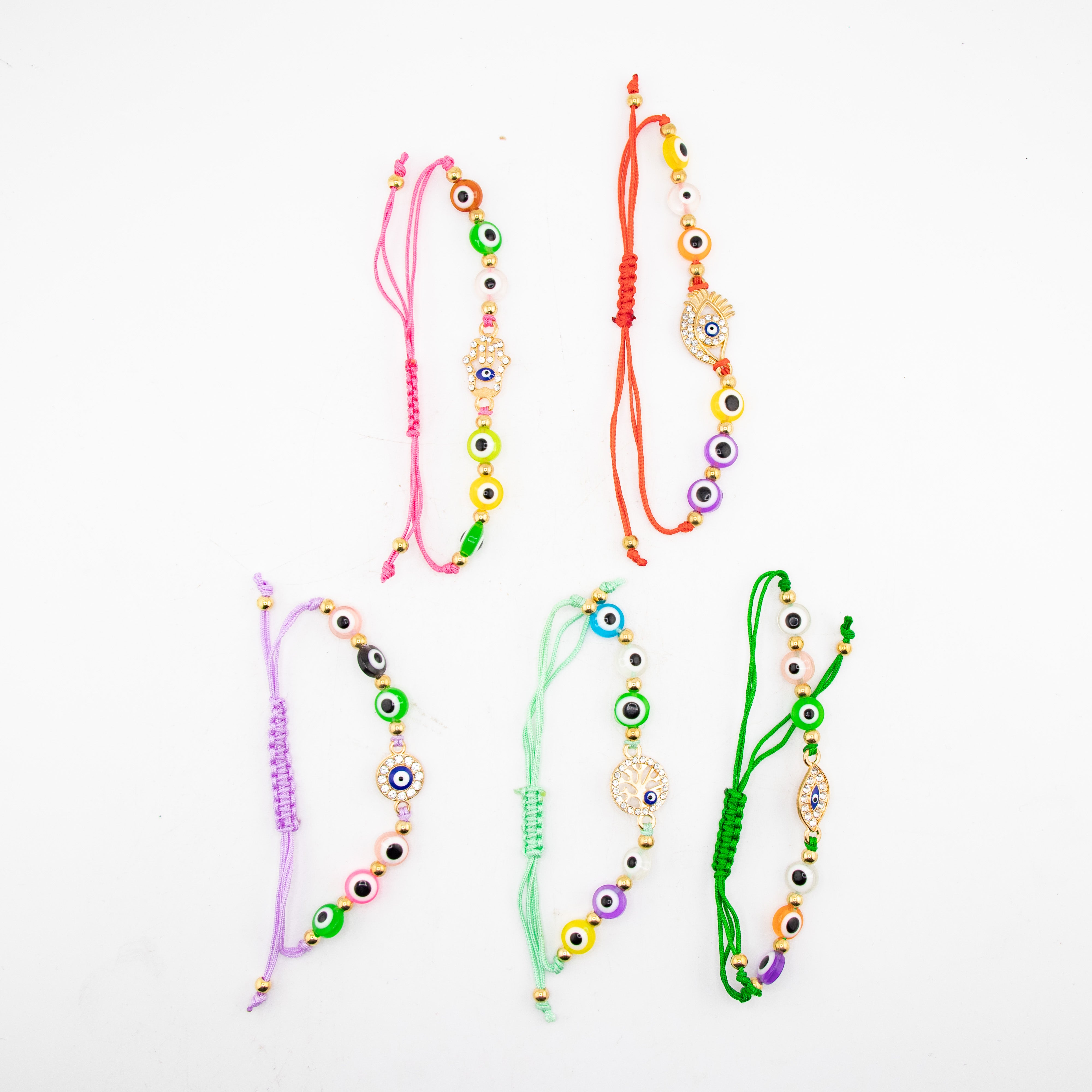 Nazar (Evil Eye) Macrame Bracelet, Lampwork Beads, 20 Pieces in a Pack