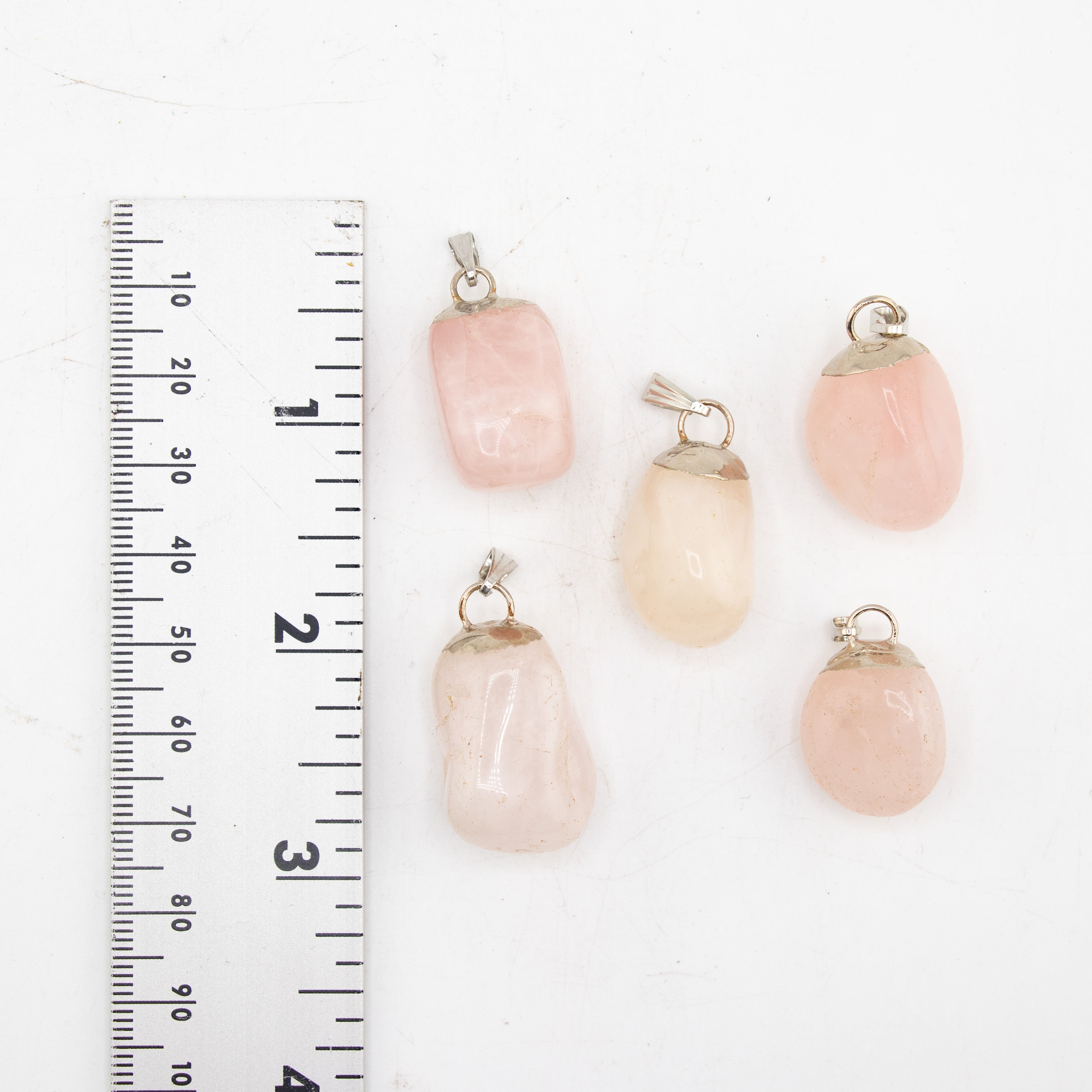 Large Rose Quartz Mixed Shape Pendants, 5 Pieces in a Pack