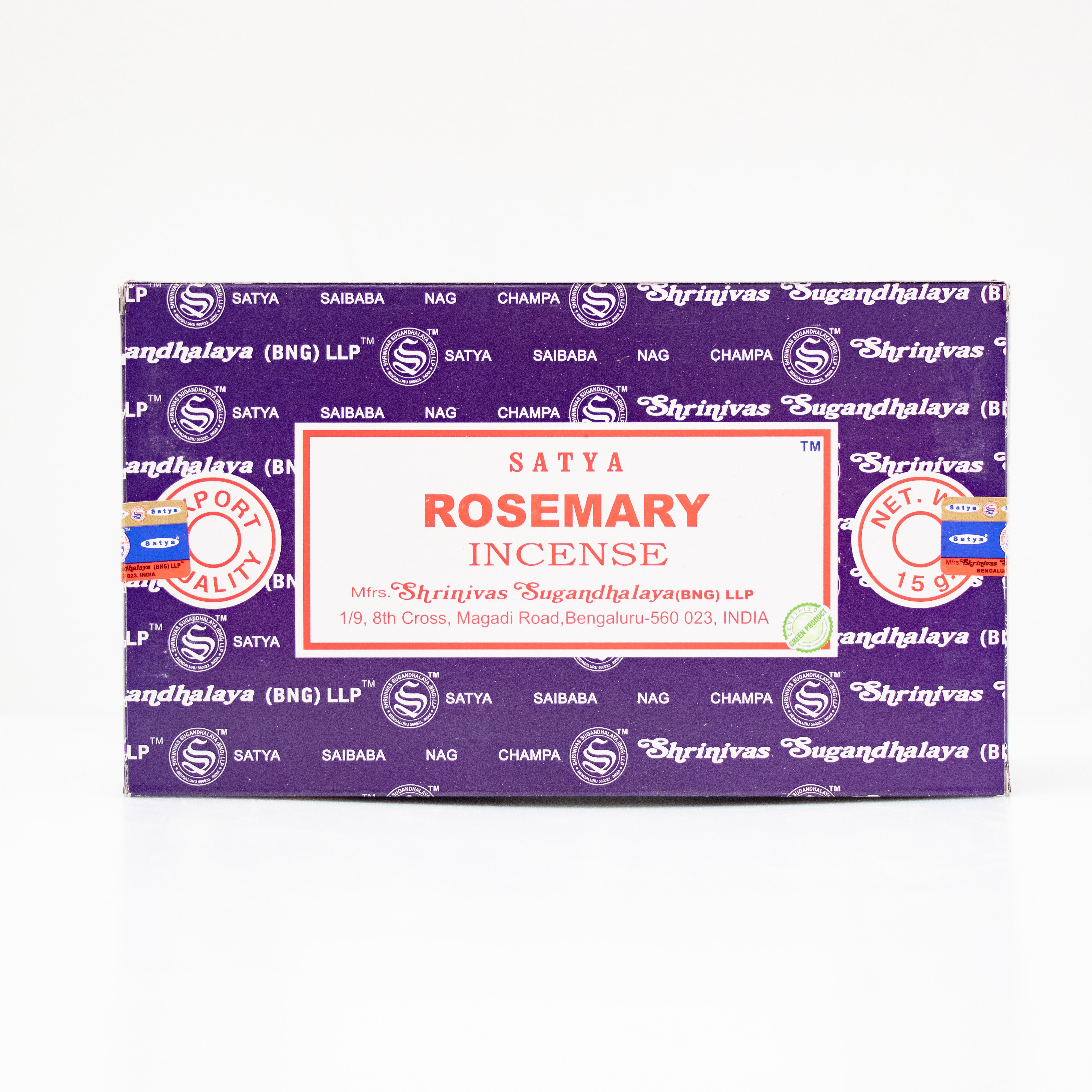 Satya Rosemary, Incense Sticks, 15 grams in one Pack, 12 Pack Box